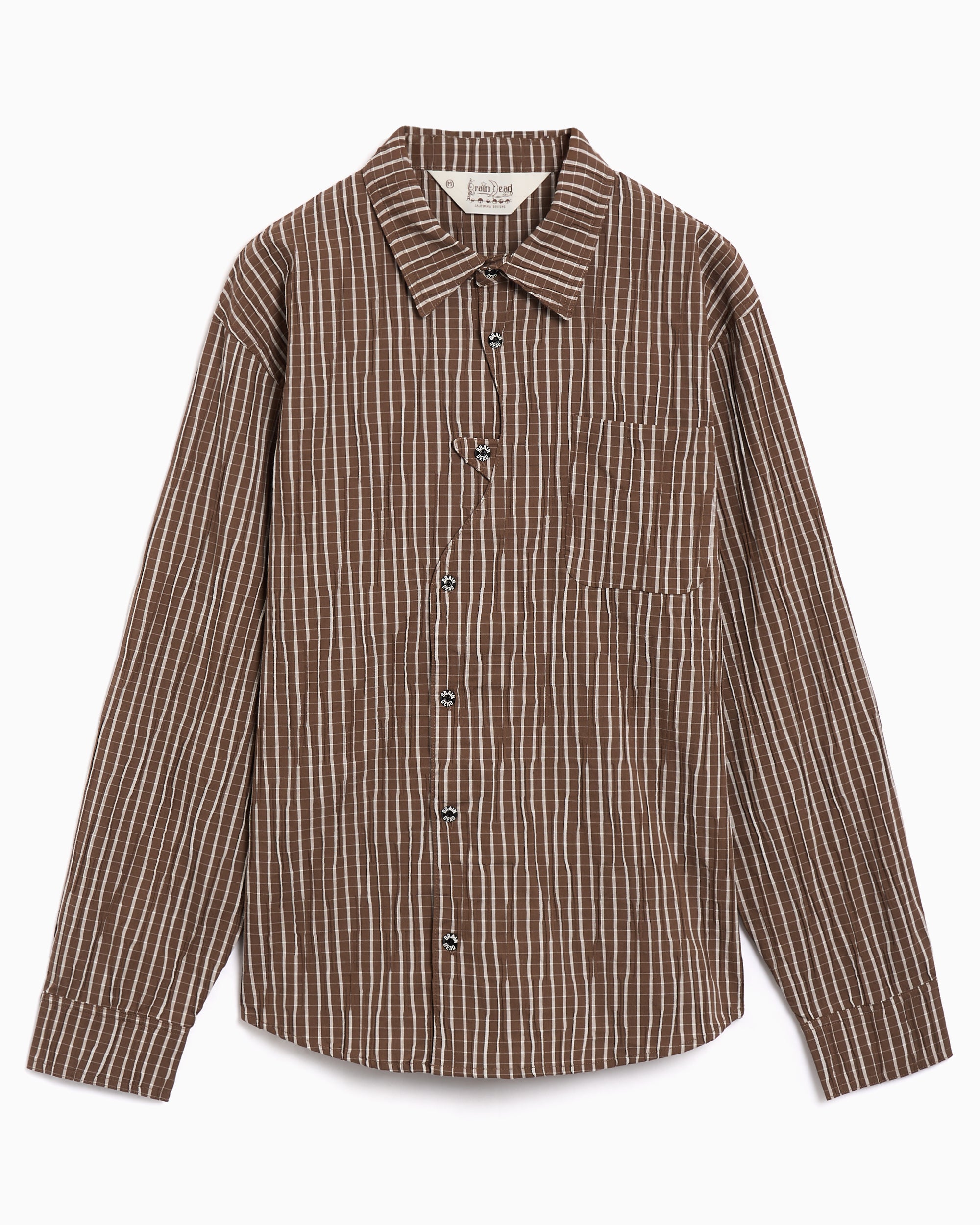 Shirts Brain Dead Organic Placket Striped Relaxed Men's Shirt - BDF25T240045-BROWN