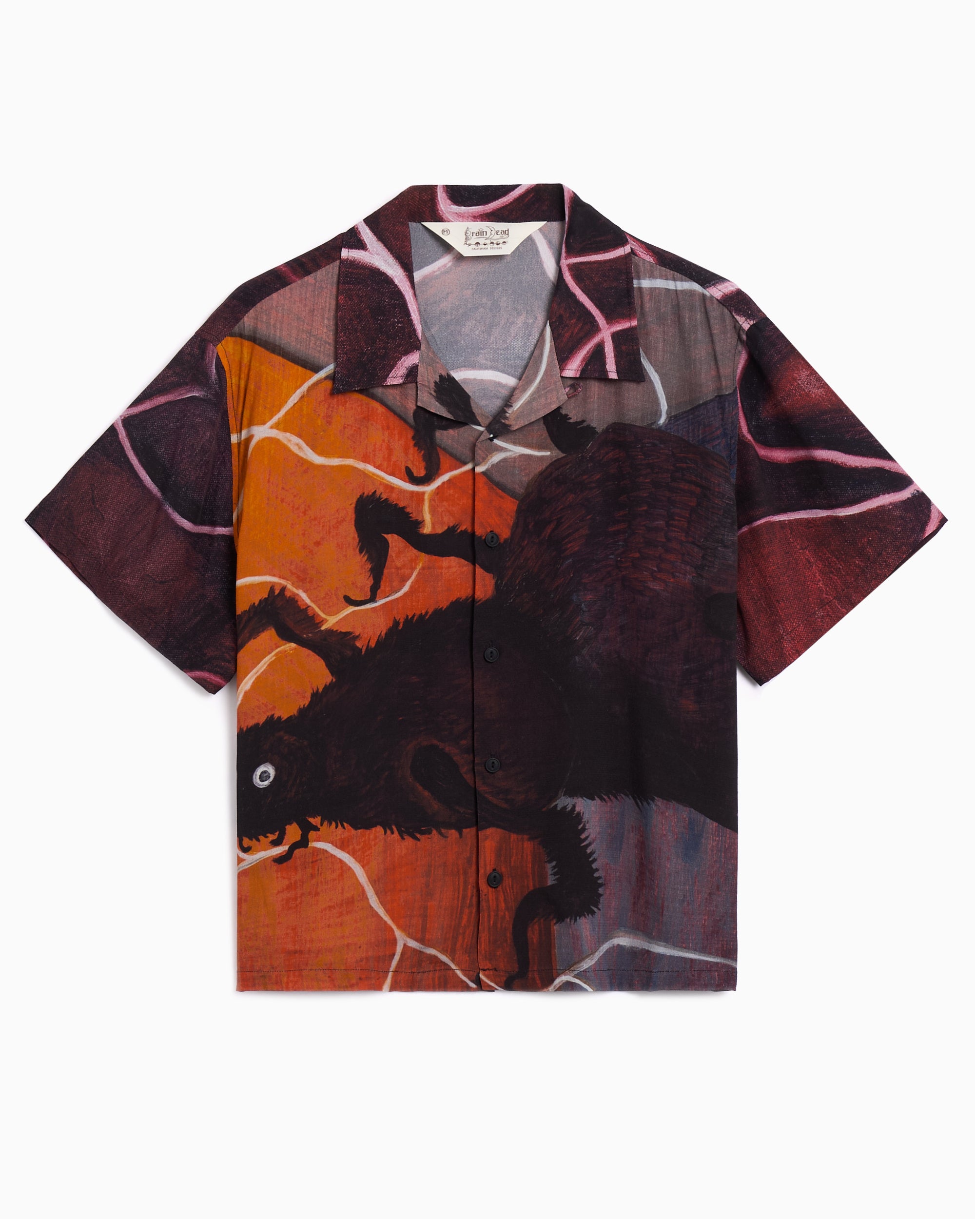Shirts Brain Dead Spiral Orb Short-Sleeved Men's Shirt - S25T050042-BURG