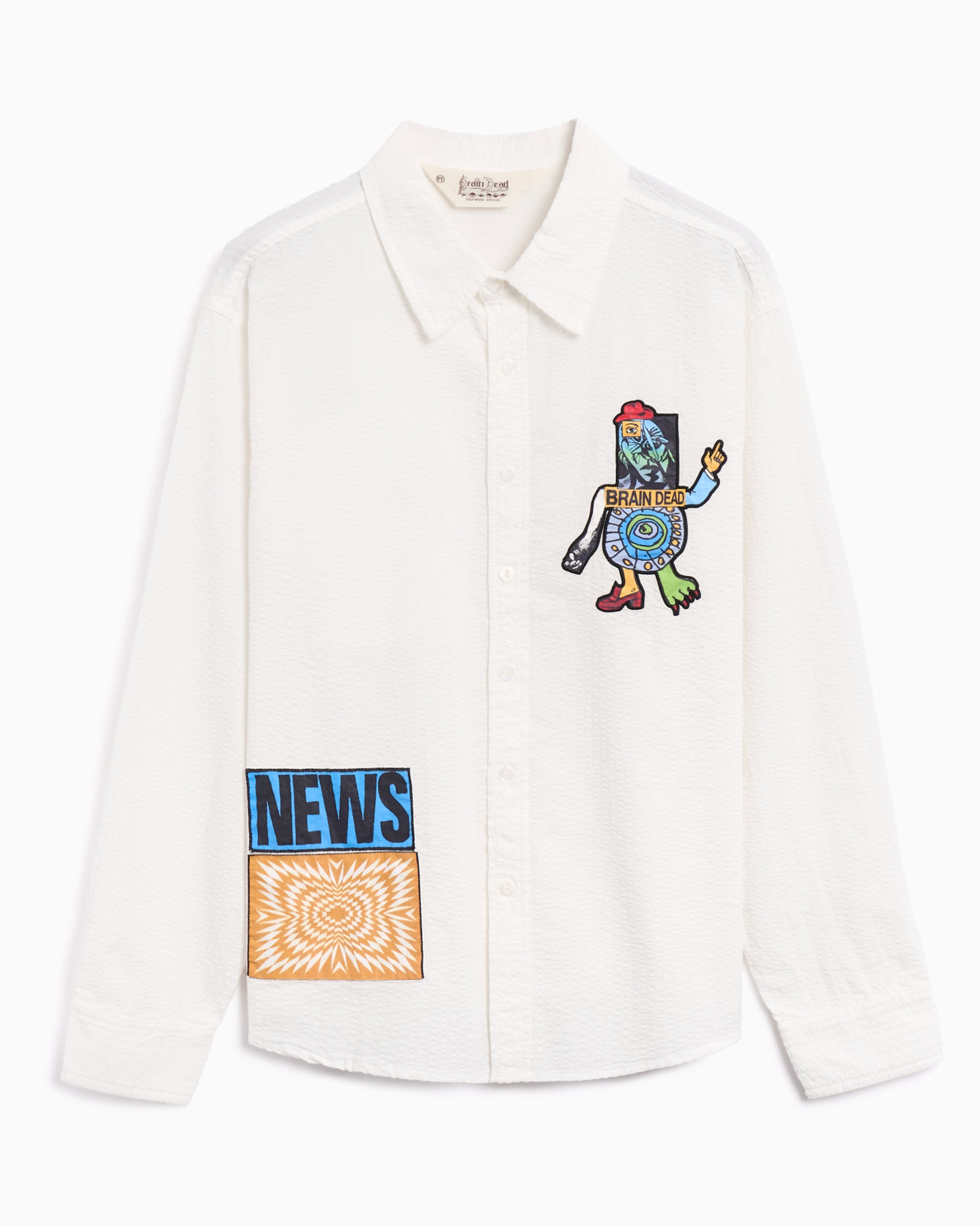 Shirts Brain Dead Truth Now Seersucker Men's Shirt - S25T240043-WHT