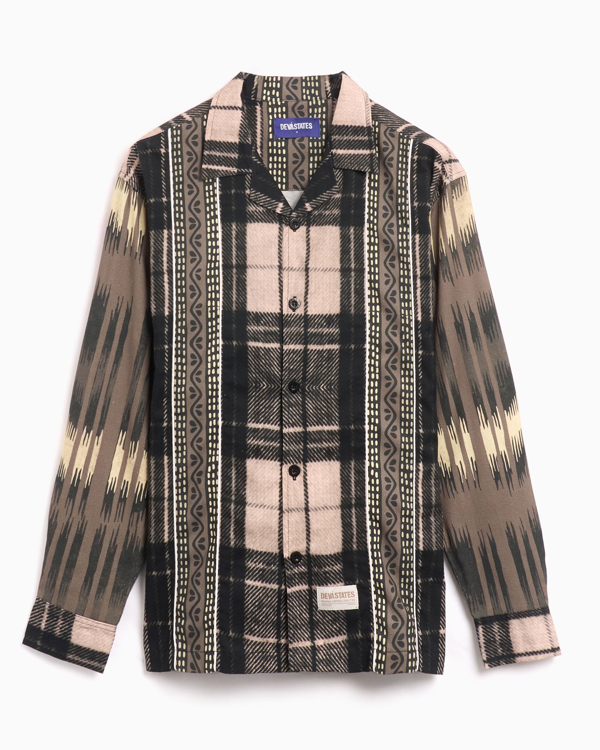 Shirts DEVÁ STATES Ikat Men's Long Sleeve Linen Shirt Men's Shirt - DSB4B203F24