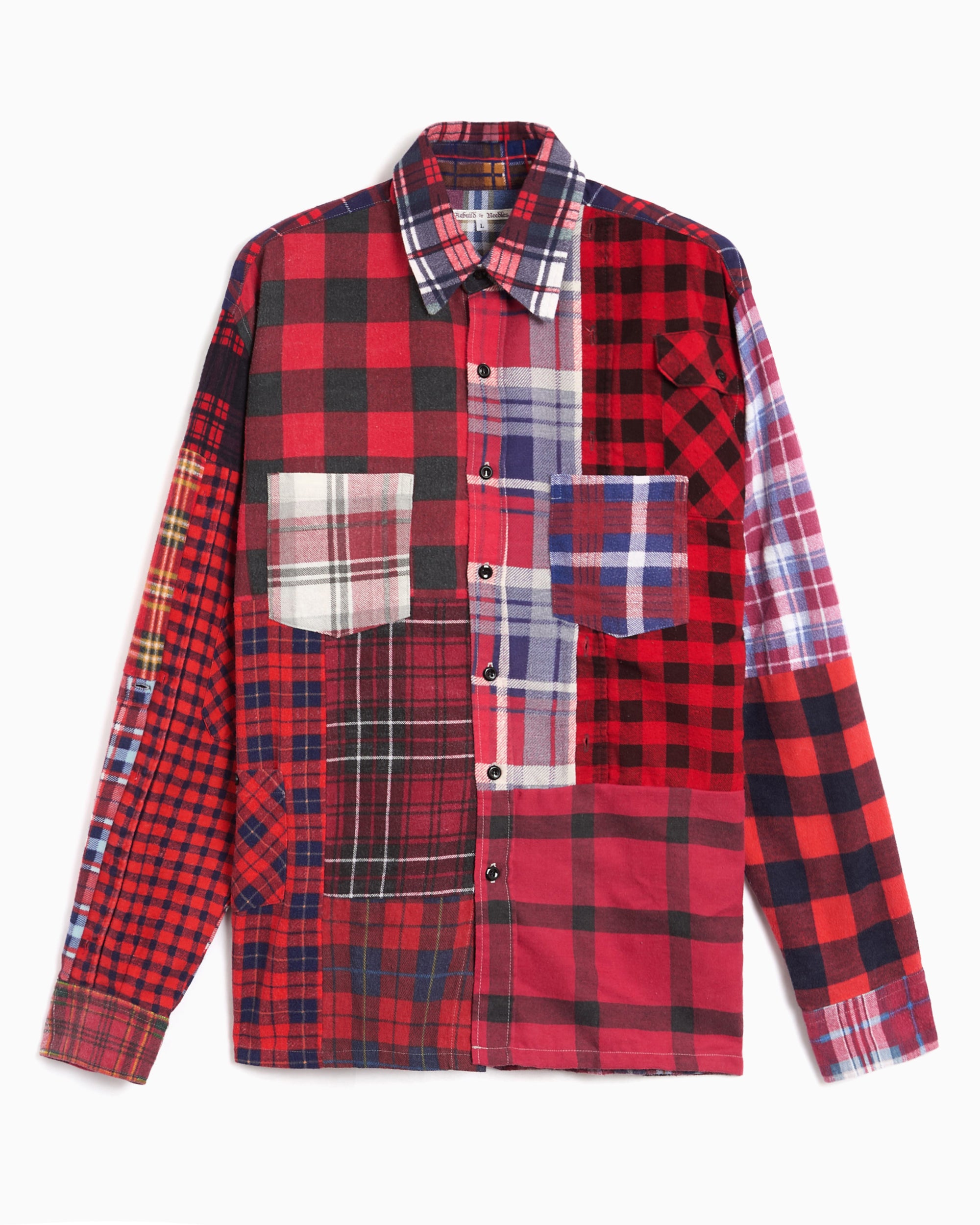 Shirts Needles 7 Cut Flannel Plaid Relaxed Men's Shirt - SX488-Assorted-L