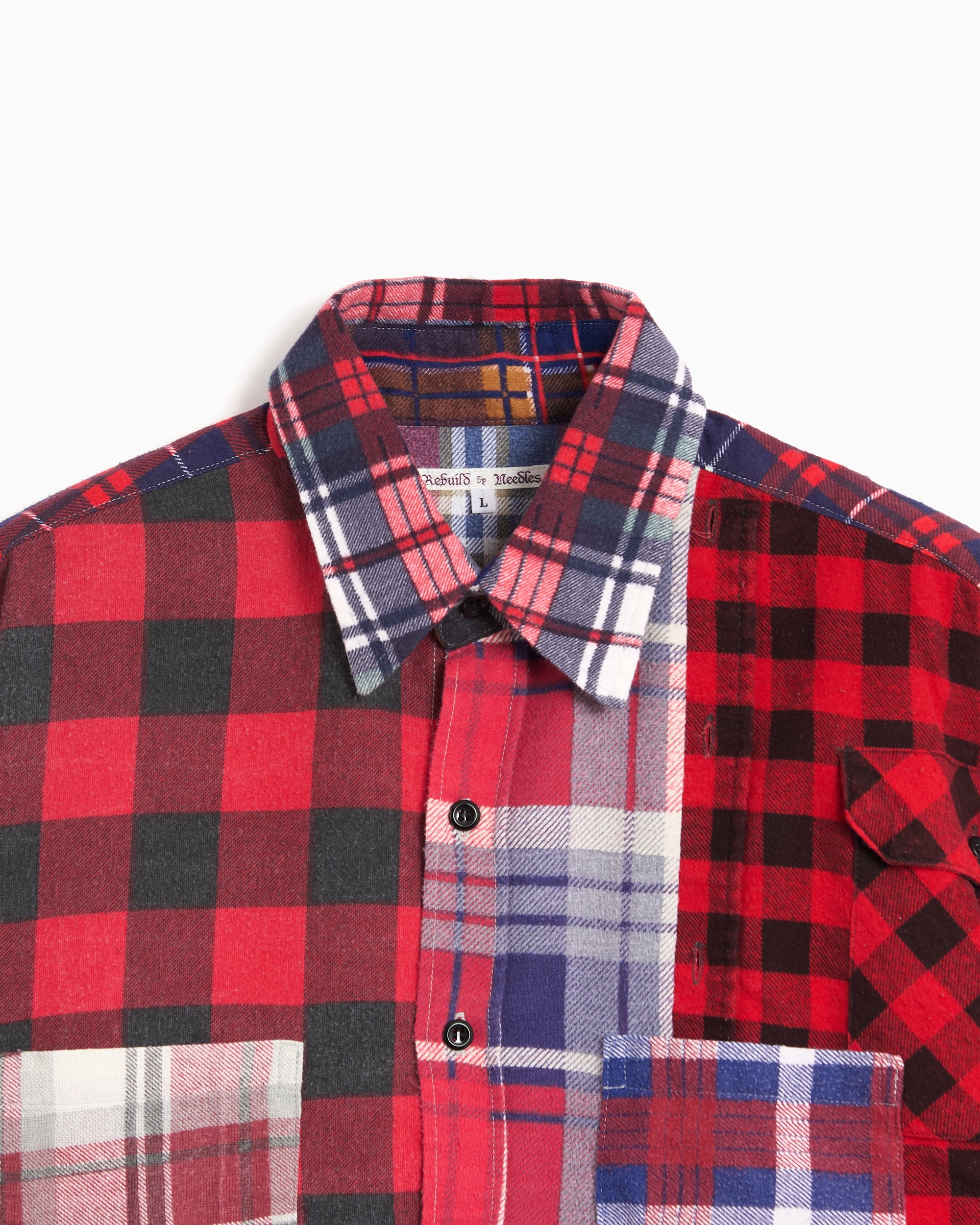 Shirts Needles 7 Cut Flannel Plaid Relaxed Men's Shirt - SX488-Assorted-L