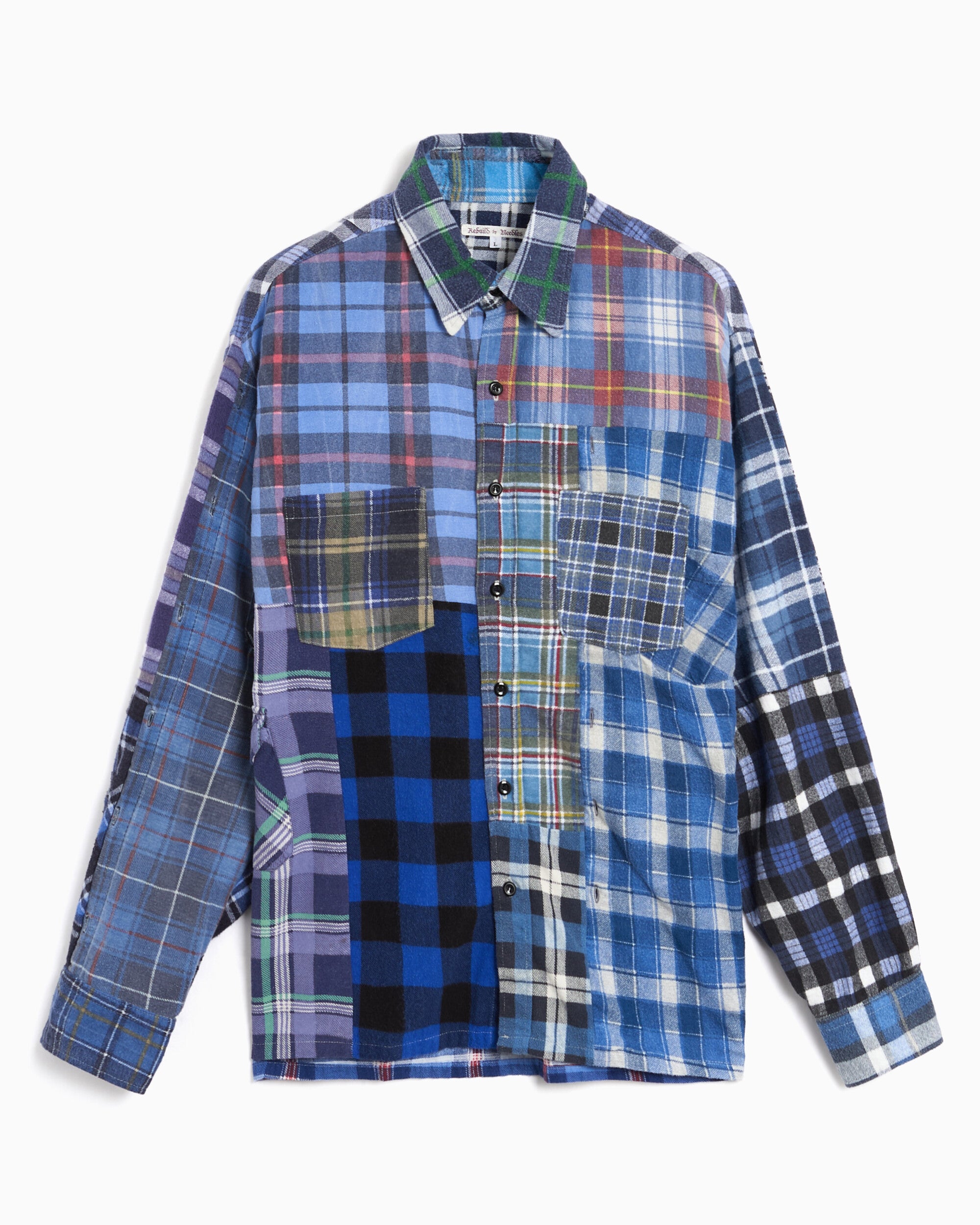Shirts Needles 7 Cut Flannel Plaid Relaxed Unisex Shirt - SX488-Assorted-L-1