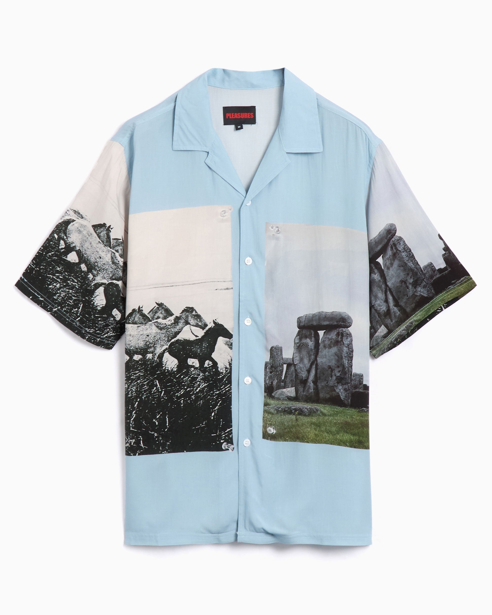 Shirts Pleasures Stone Horse Men's Long Sleeve Shirt Relaxed Men's Shirt - P25SP022-BLUE