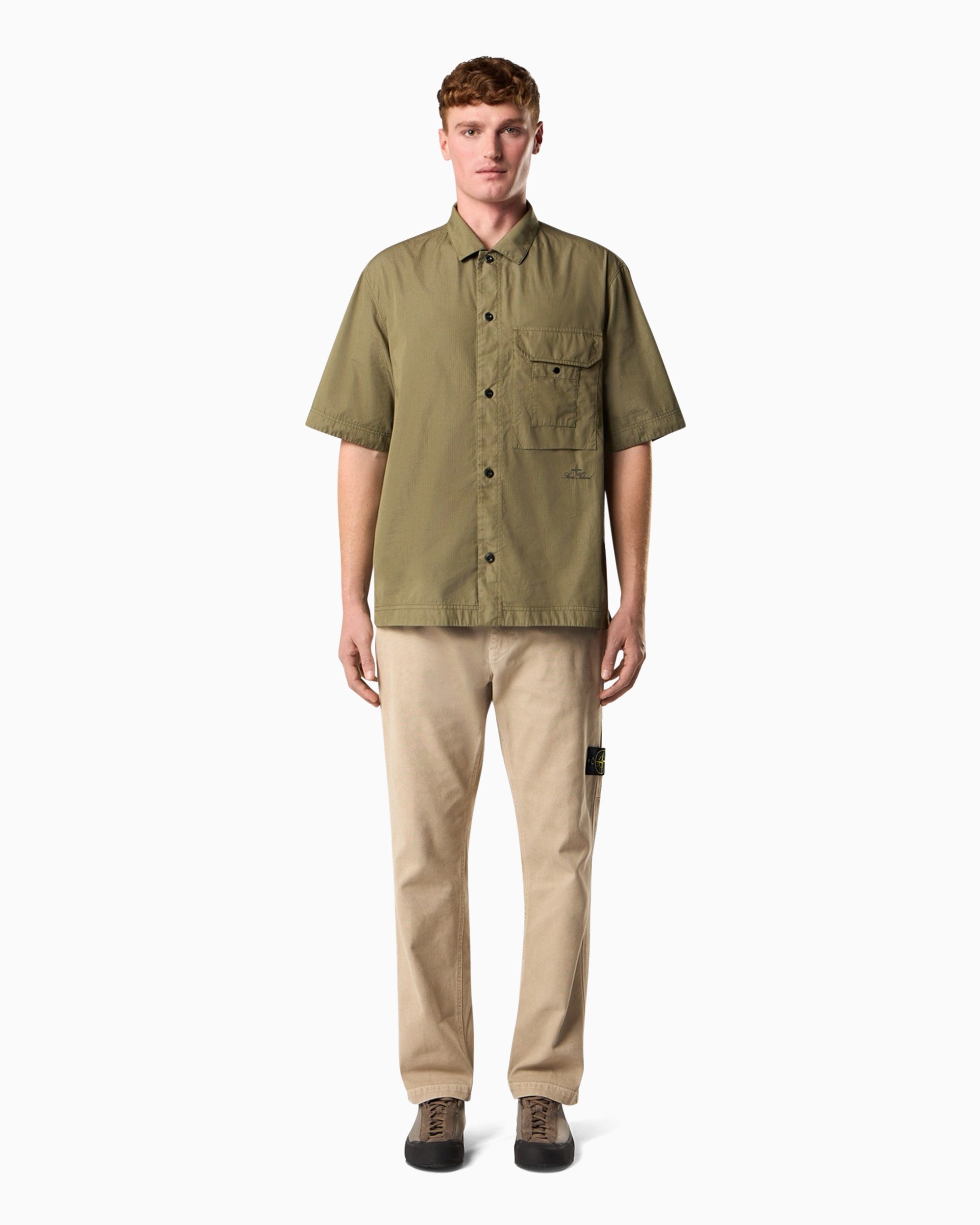 Stone Island Nylon Micro Ripstop Short-Sleeved Relaxed Men's Shirt