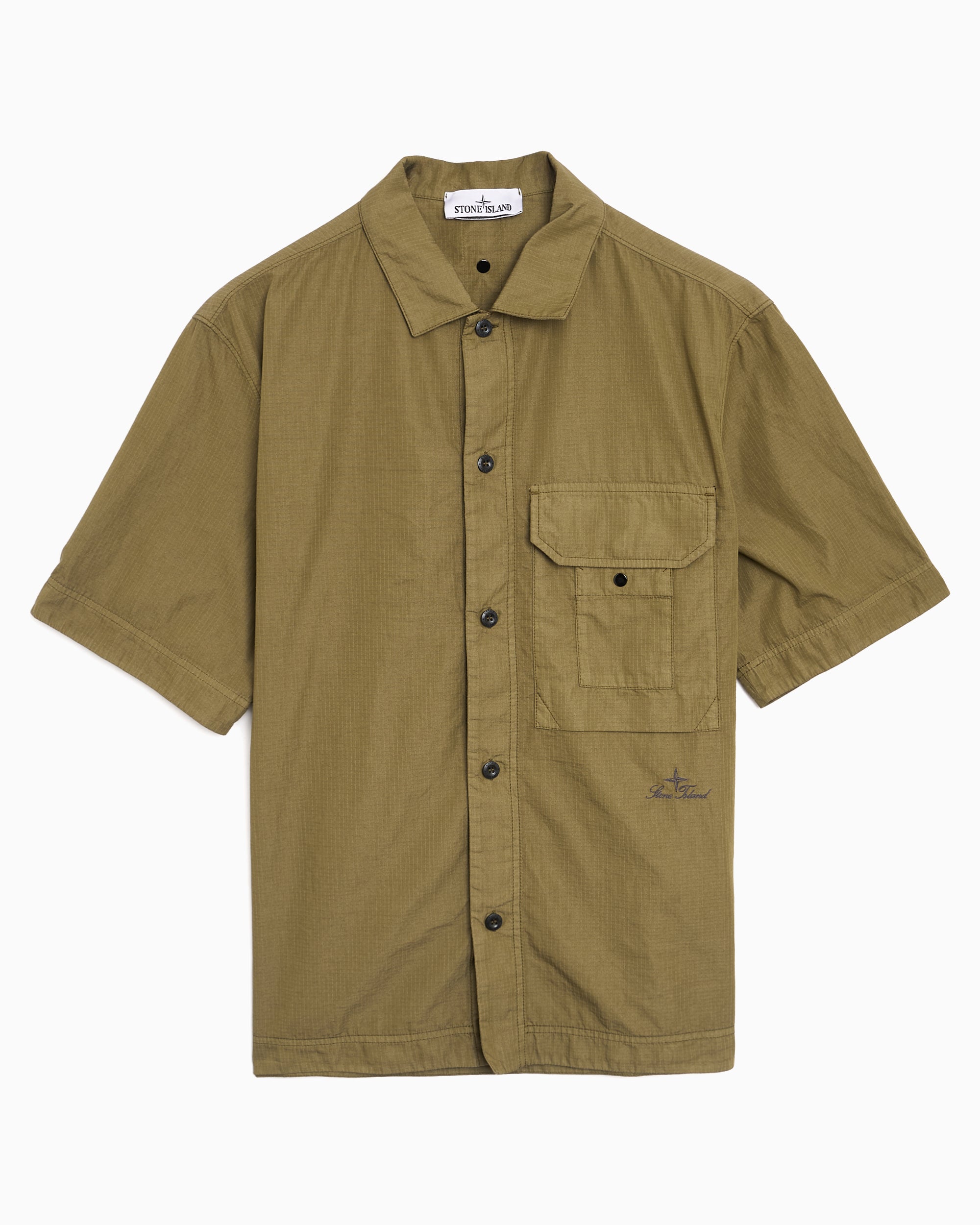 Stone Island Nylon Micro Ripstop Short-Sleeved Relaxed Men's Shirt