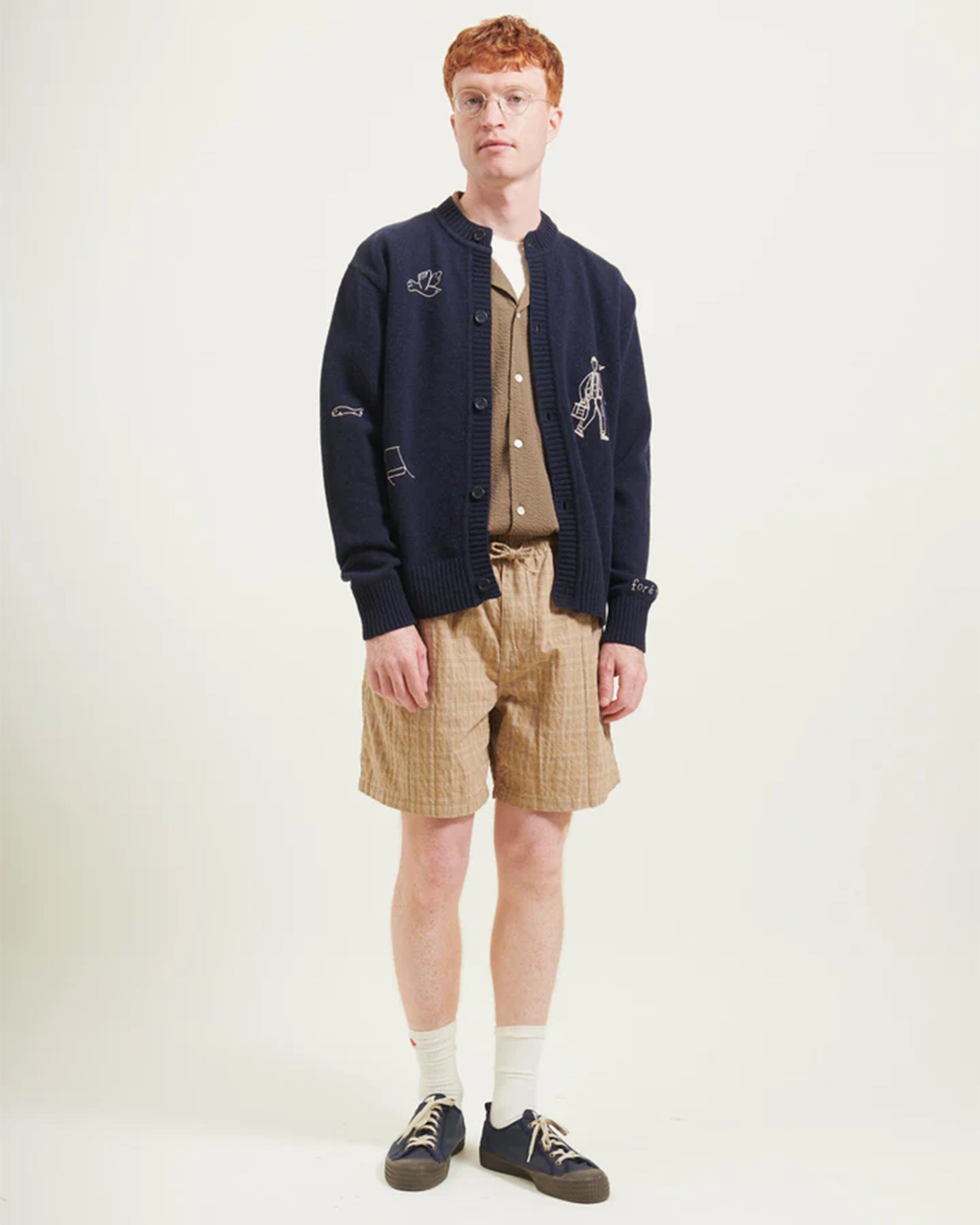 新品　charbon FOIL PRINT SHORT SEWATSHIRTS forét Shift Textured Relaxed Men's Shorts