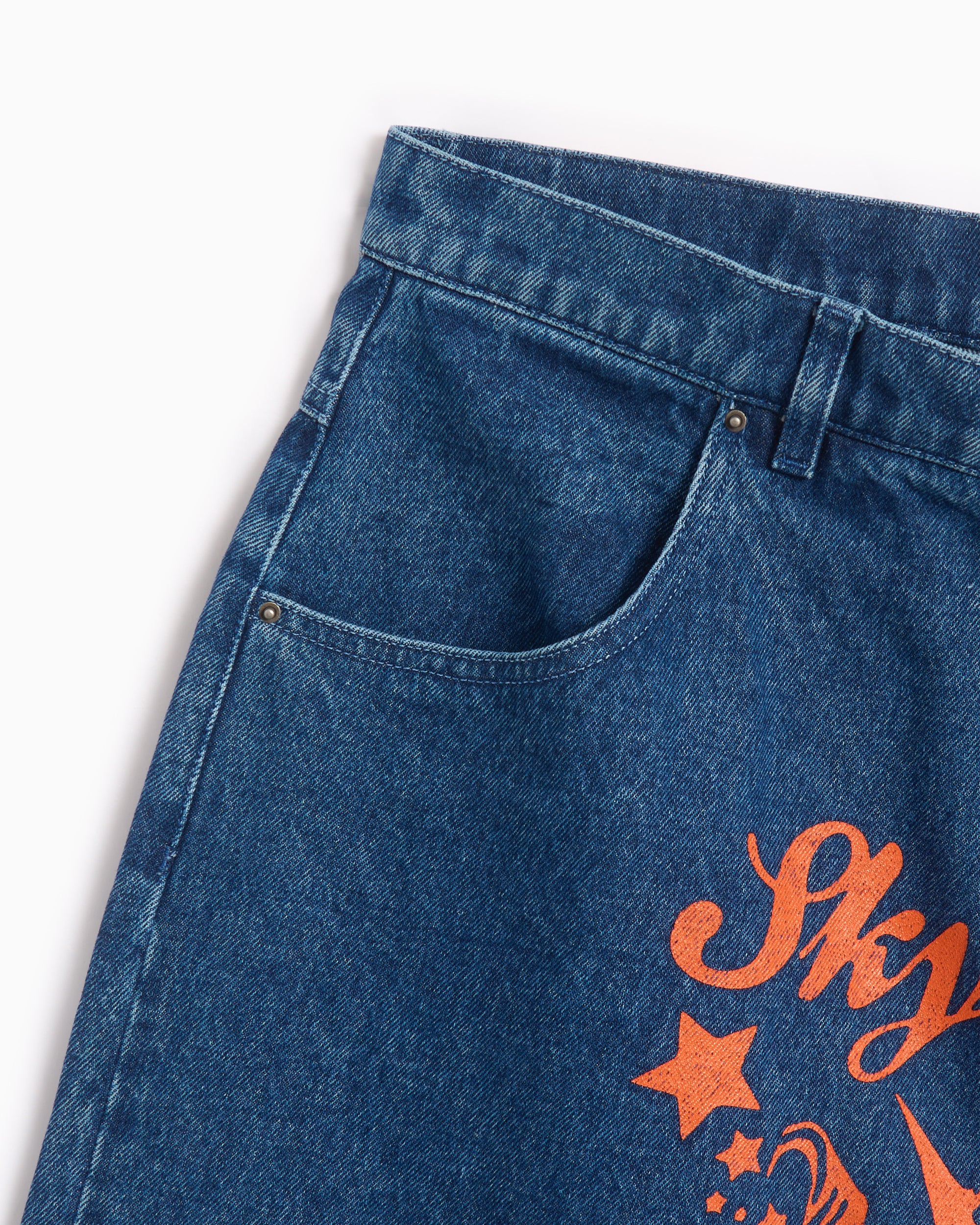 Sky High Farm Workwear Mindblown Unisex Print Denim Shorts Unisex Shor