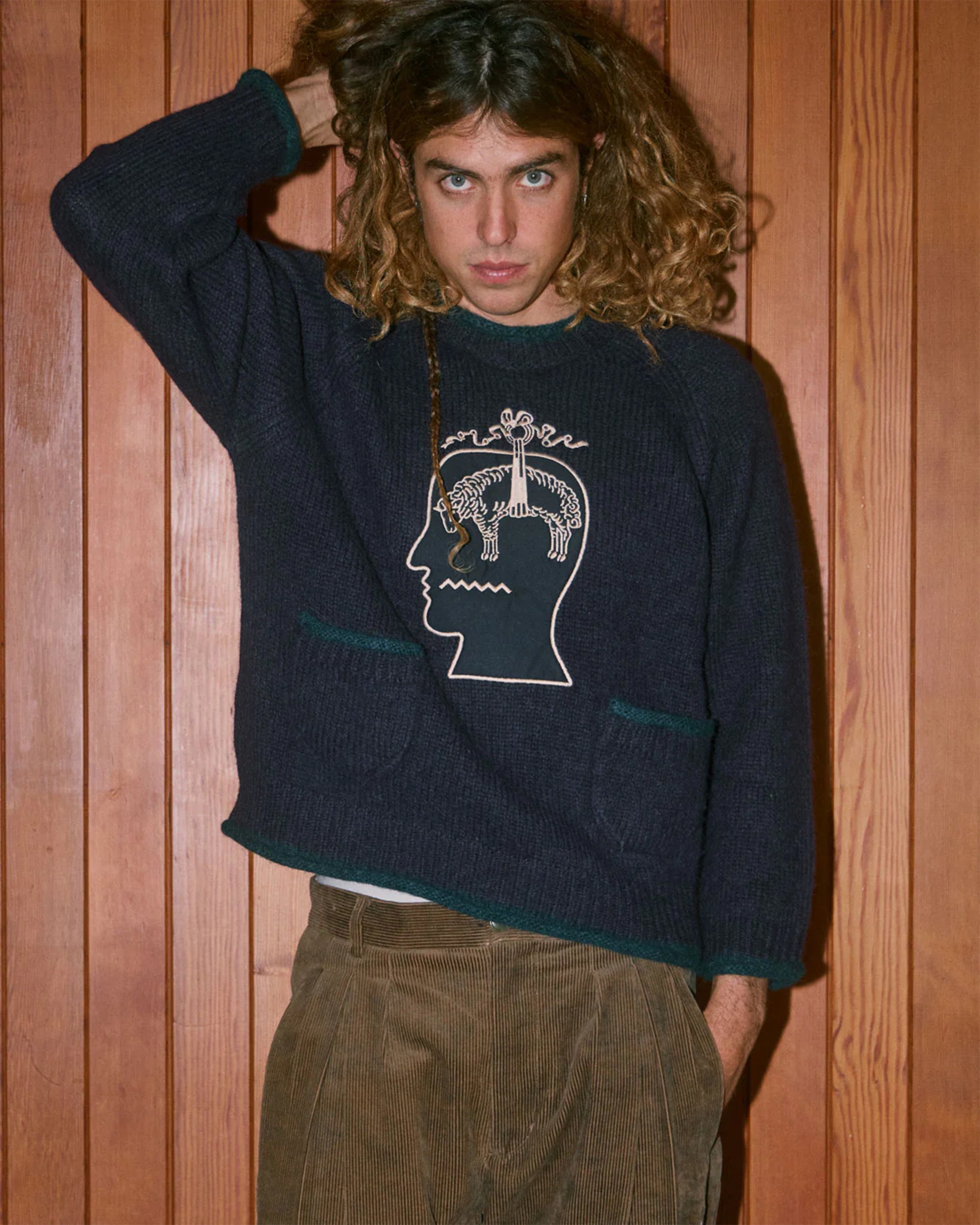 Sweaters Brain Dead x Brooks Brothers California Embroidered Relaxed Men's Sweater - BDF25T15004614NY01