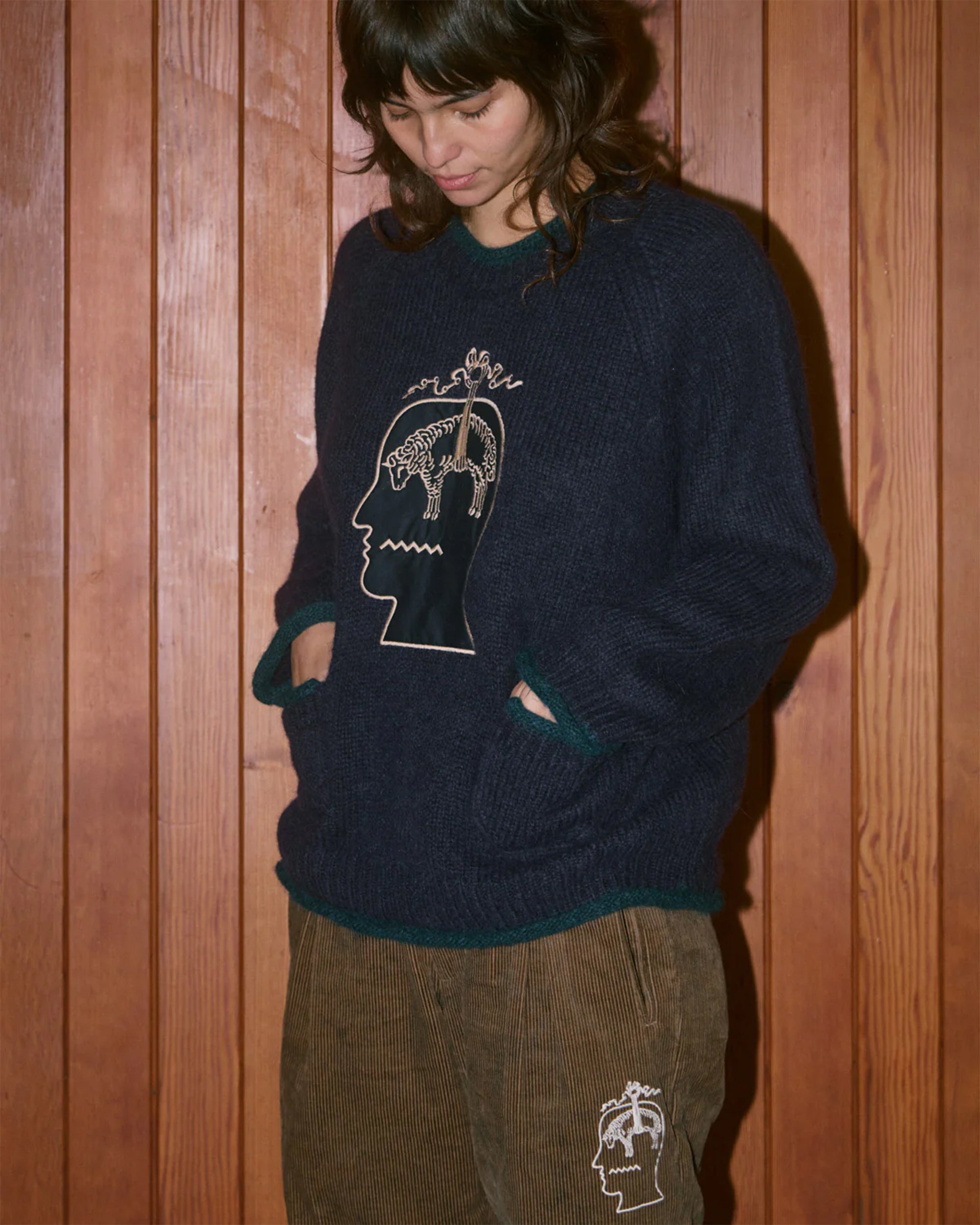 Sweaters Brain Dead x Brooks Brothers California Embroidered Relaxed Men's Sweater - BDF25T15004614NY01