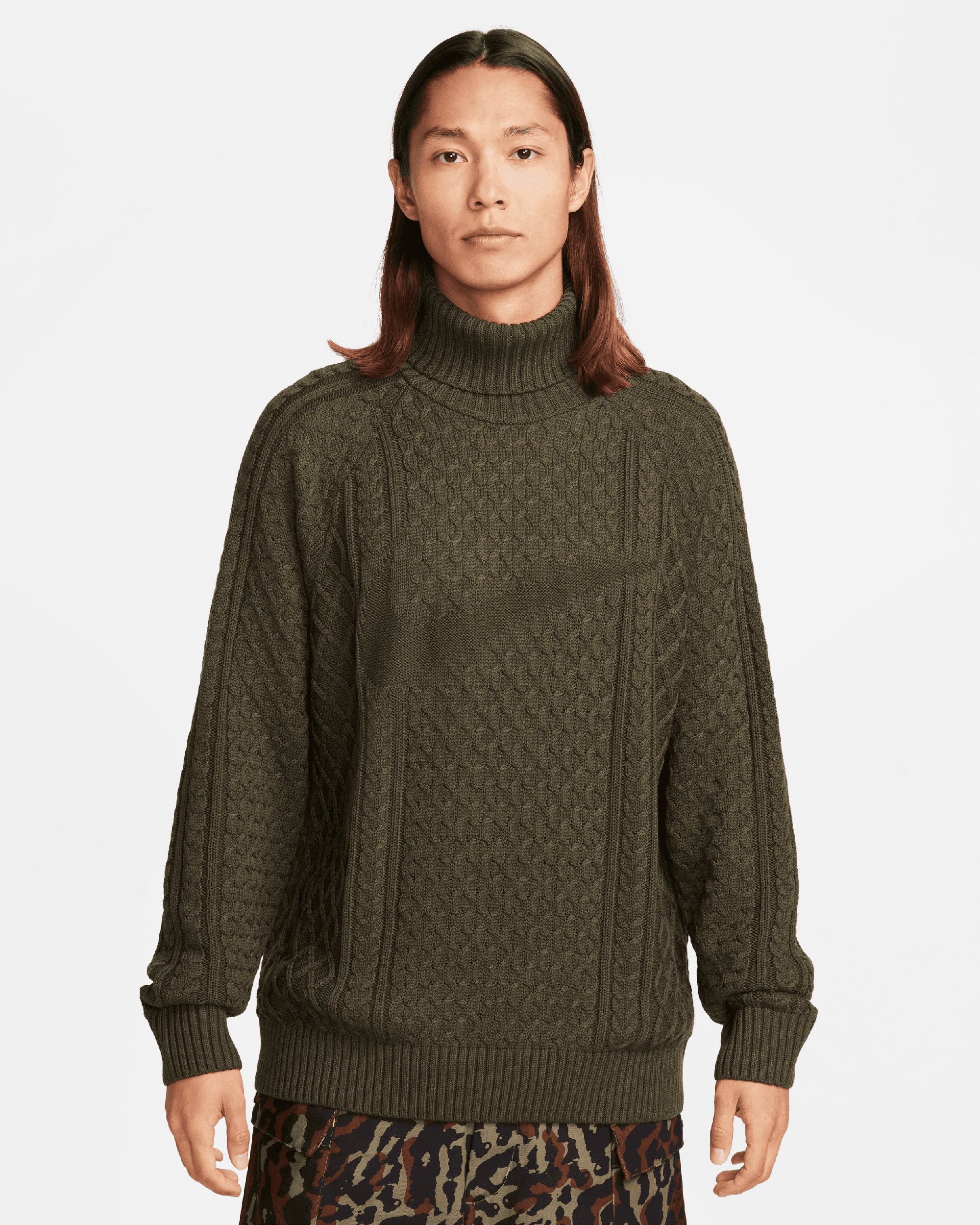 Nike Life Men's Turtleneck Cable Knit Sweater Men's Sweater