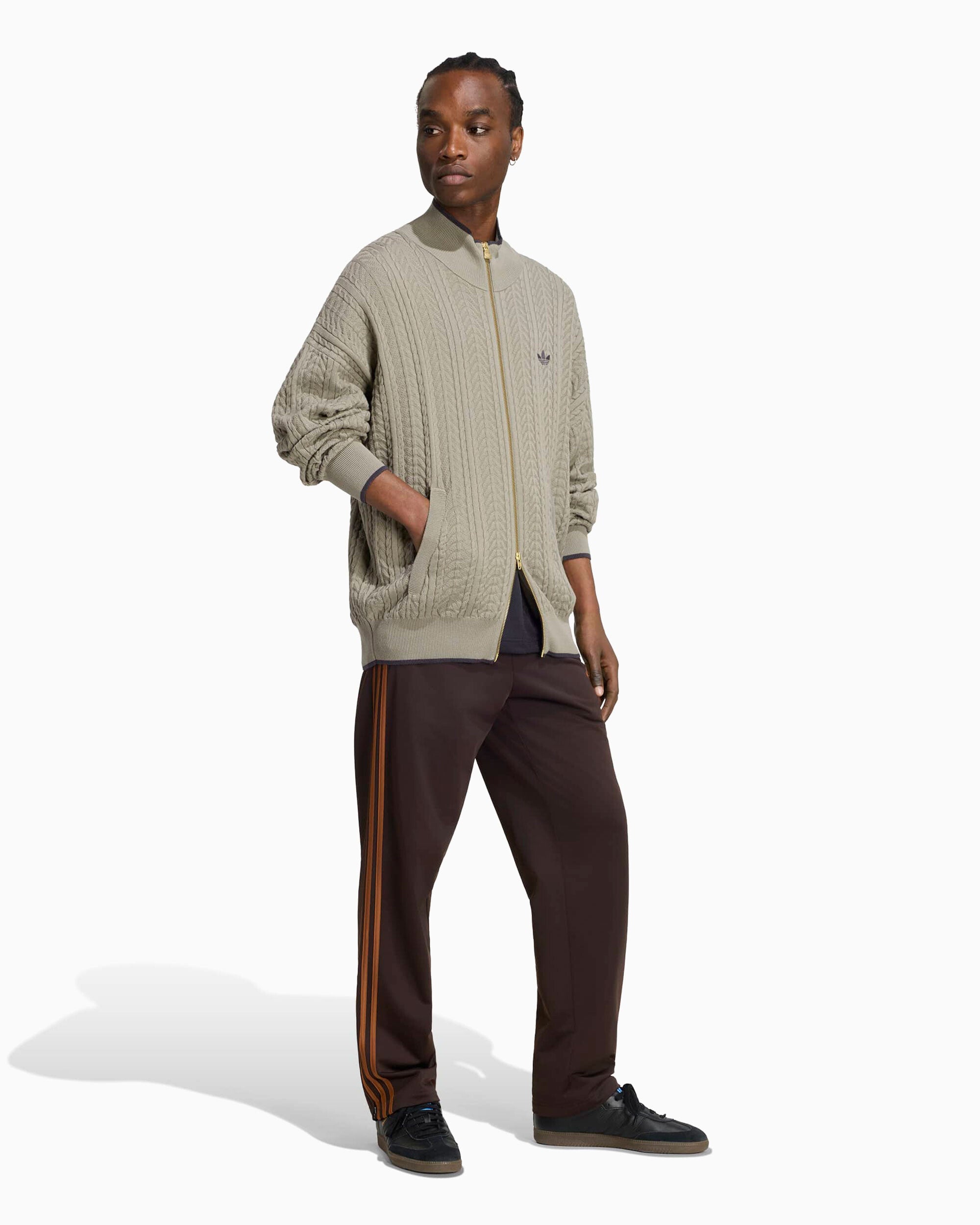 adidas Originals Cable Knit Firebird Relaxed Men's Zip-Up Sweatshirt