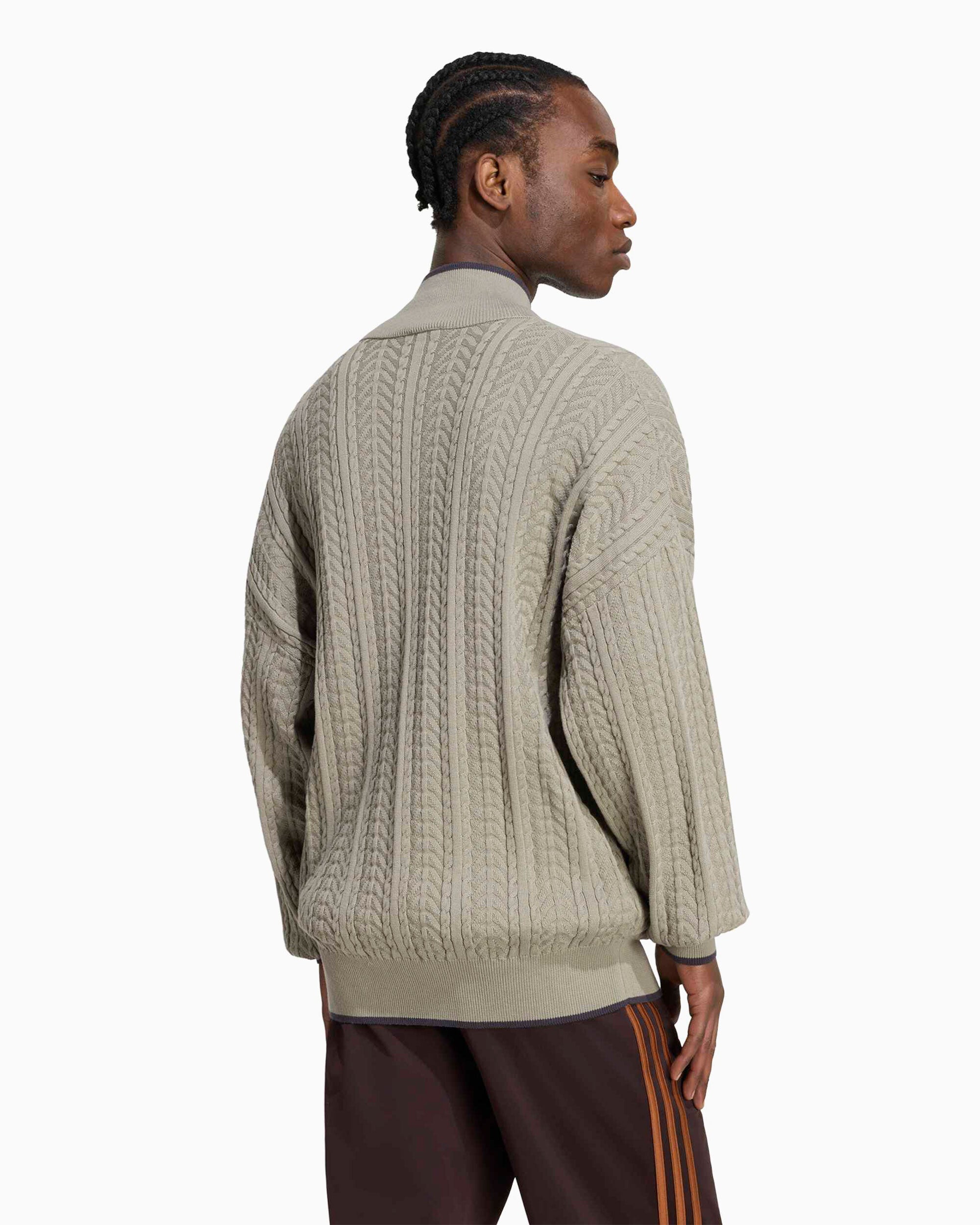 adidas Originals Cable Knit Firebird Relaxed Men's Zip-Up Sweatshirt