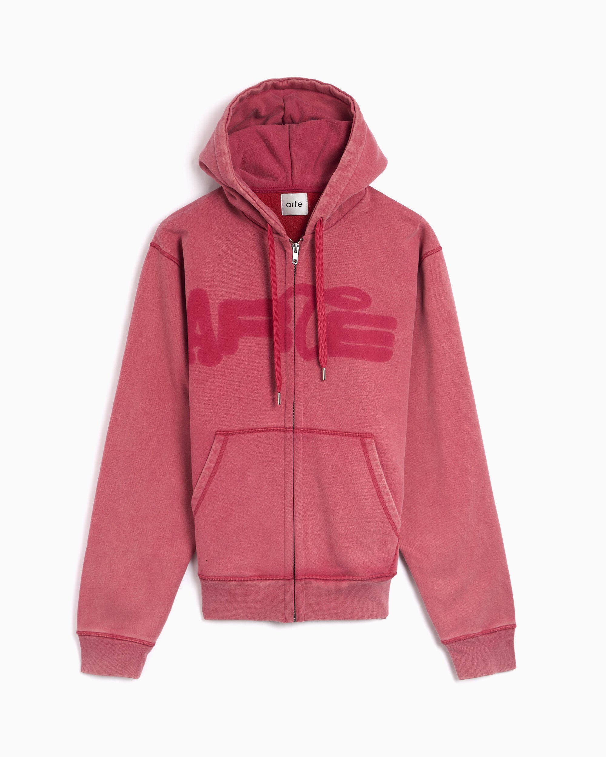 Sweatshirts Arte Antwerp Stencil Sunfade Logo Relaxed Men's Zip-Up Sweatshirt - AW26-110HJ-Red