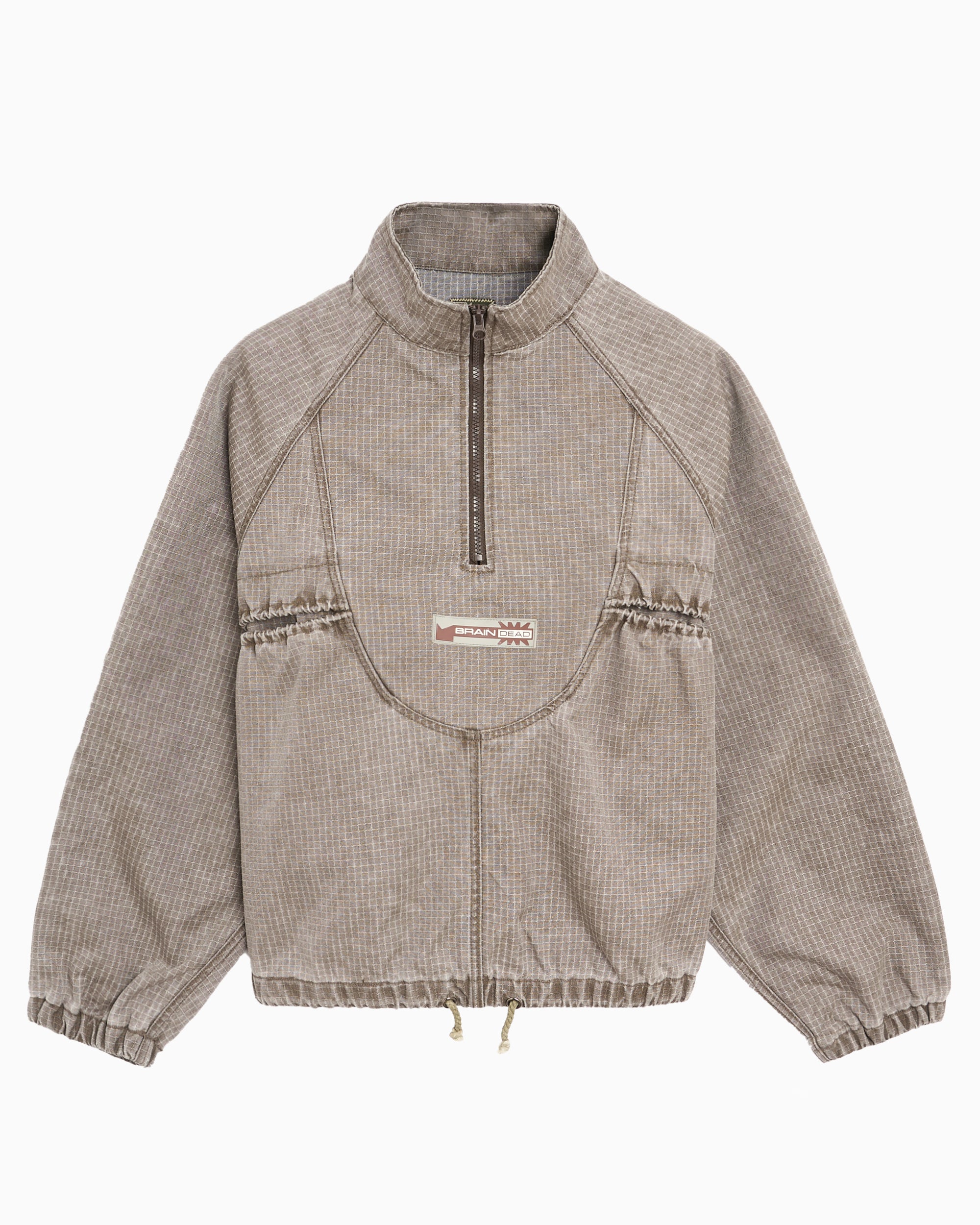 Brain Dead Washed Ripstop Logo Relaxed Men's Half Zip Sweatshirt