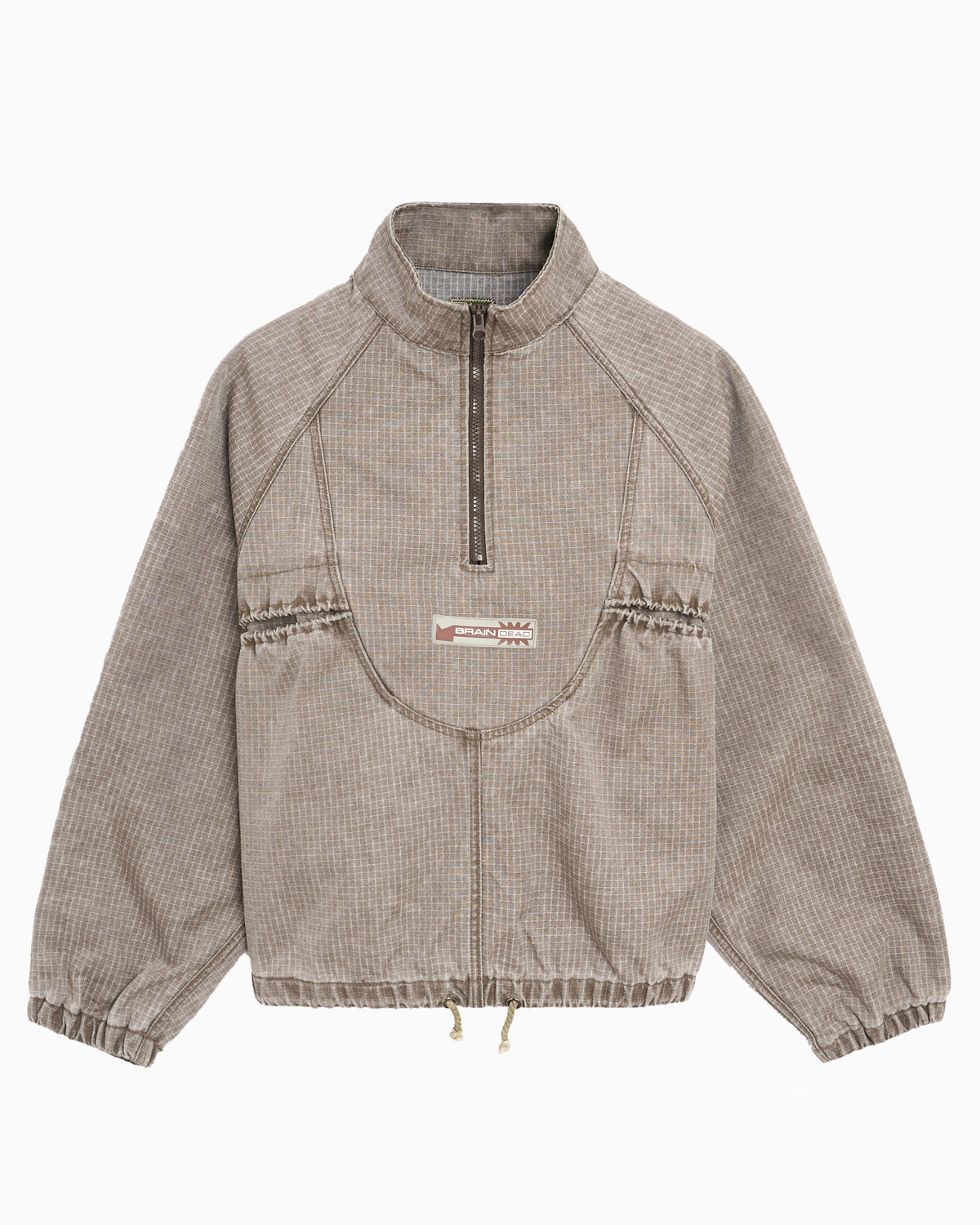 Brain Dead Washed Ripstop Logo Relaxed Men's Half Zip Sweatshirt