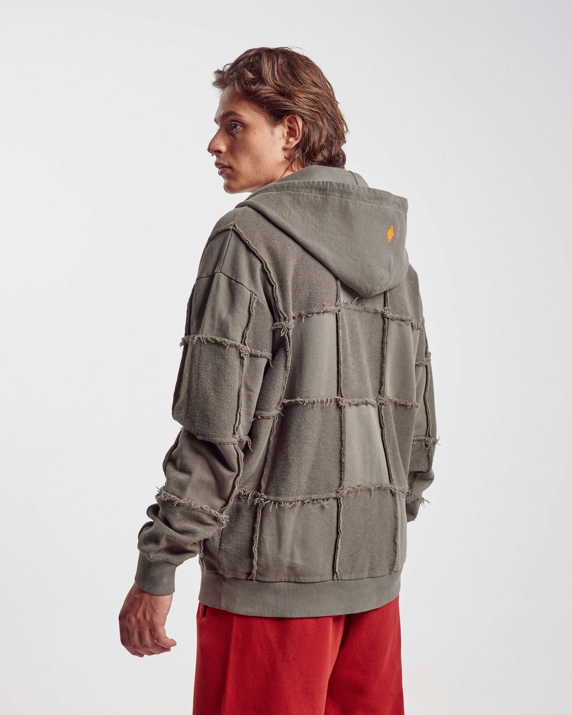 Marcelo Burlon Logo Check Over Full Zip Men's Hoodie Men's Hoodie