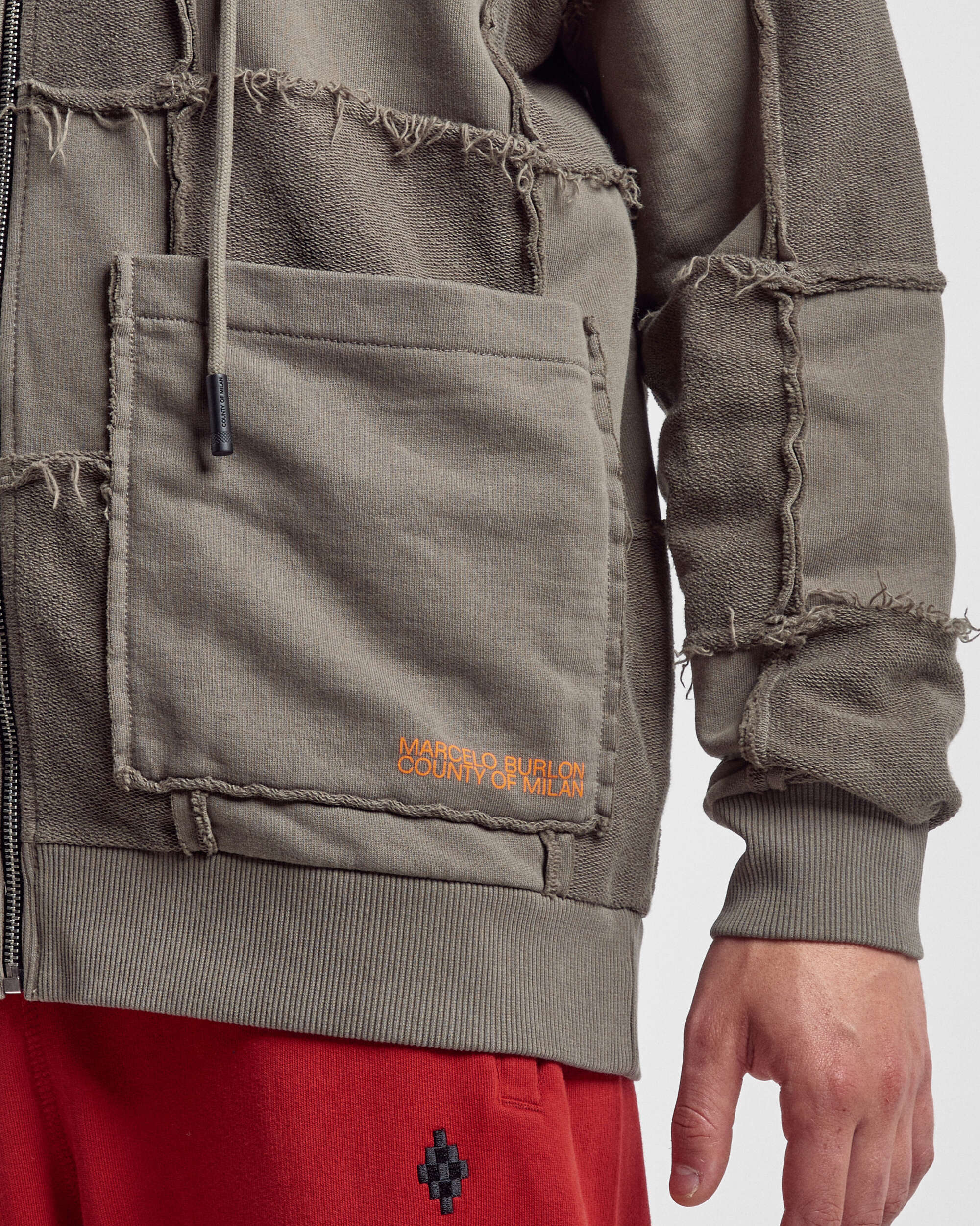 Marcelo Burlon Logo Check Over Full Zip Men's Hoodie Men's Hoodie