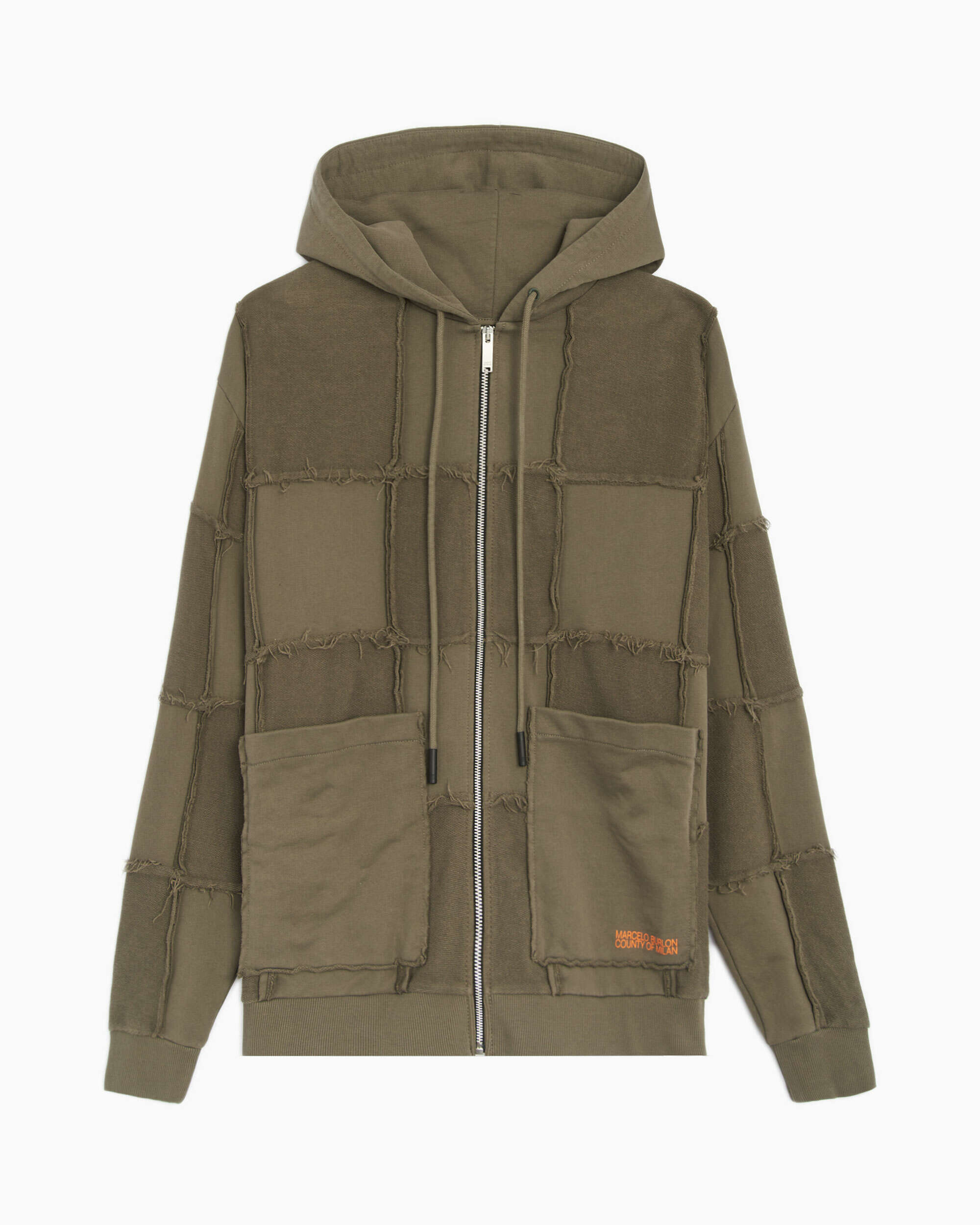 Marcelo Burlon Logo Check Over Full Zip Men's Hoodie Men's Hoodie