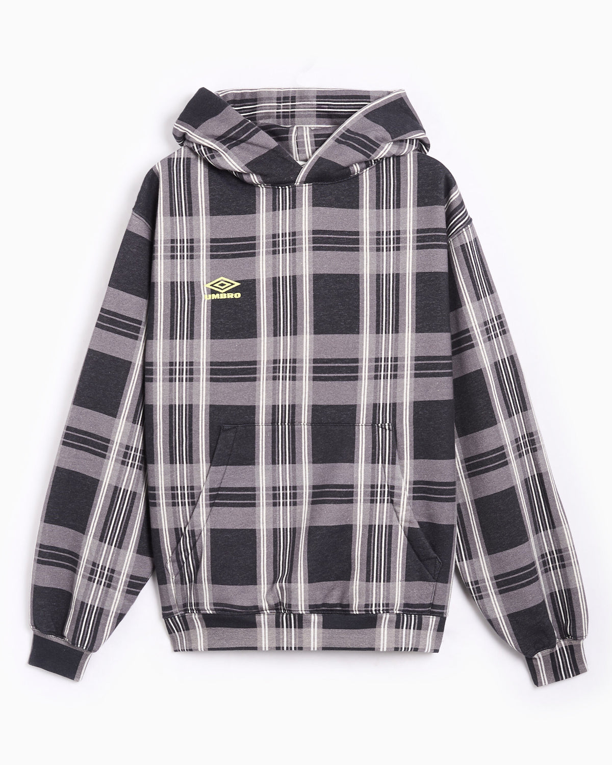 Sweatshirts Pleasures x Umbro "Spine" Plaid Relaxed Men's Hoodie - P26U007-BLACK