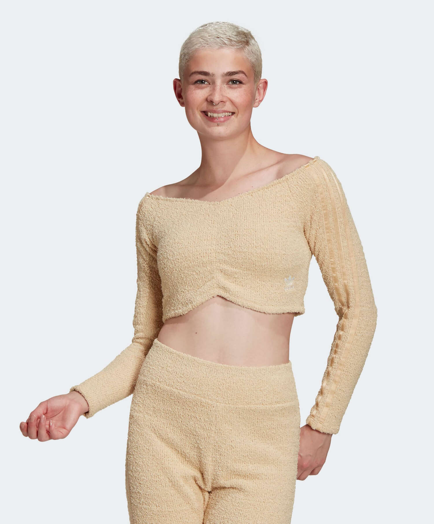 adidas Originals Off Shoulder Long-Sleeved Crop Women's T-Shirt