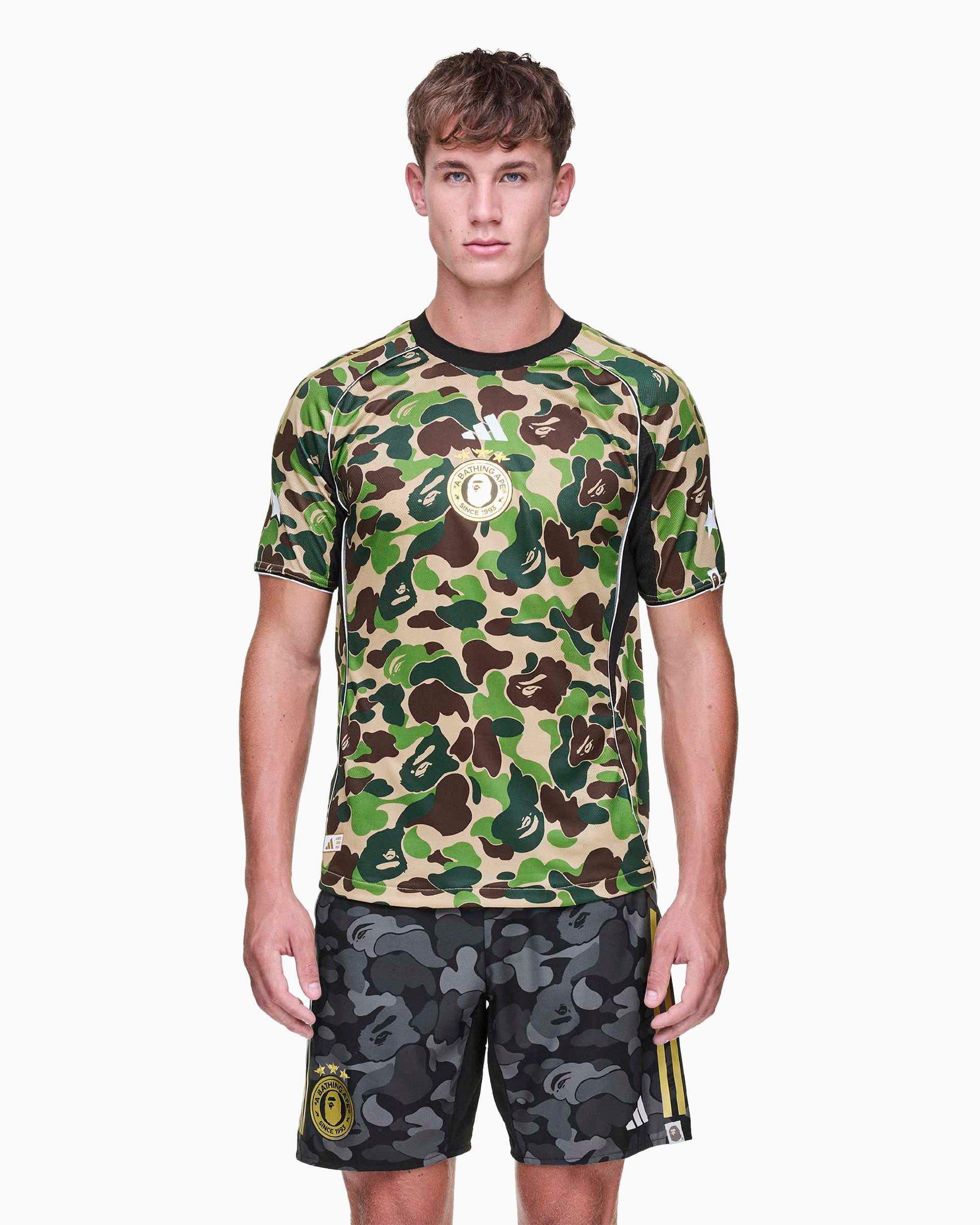BAPE × adidas カモ ゲームシャツ S adidas Originals x BAPE Football Graphic Slim Men's Jersey T-Shirt