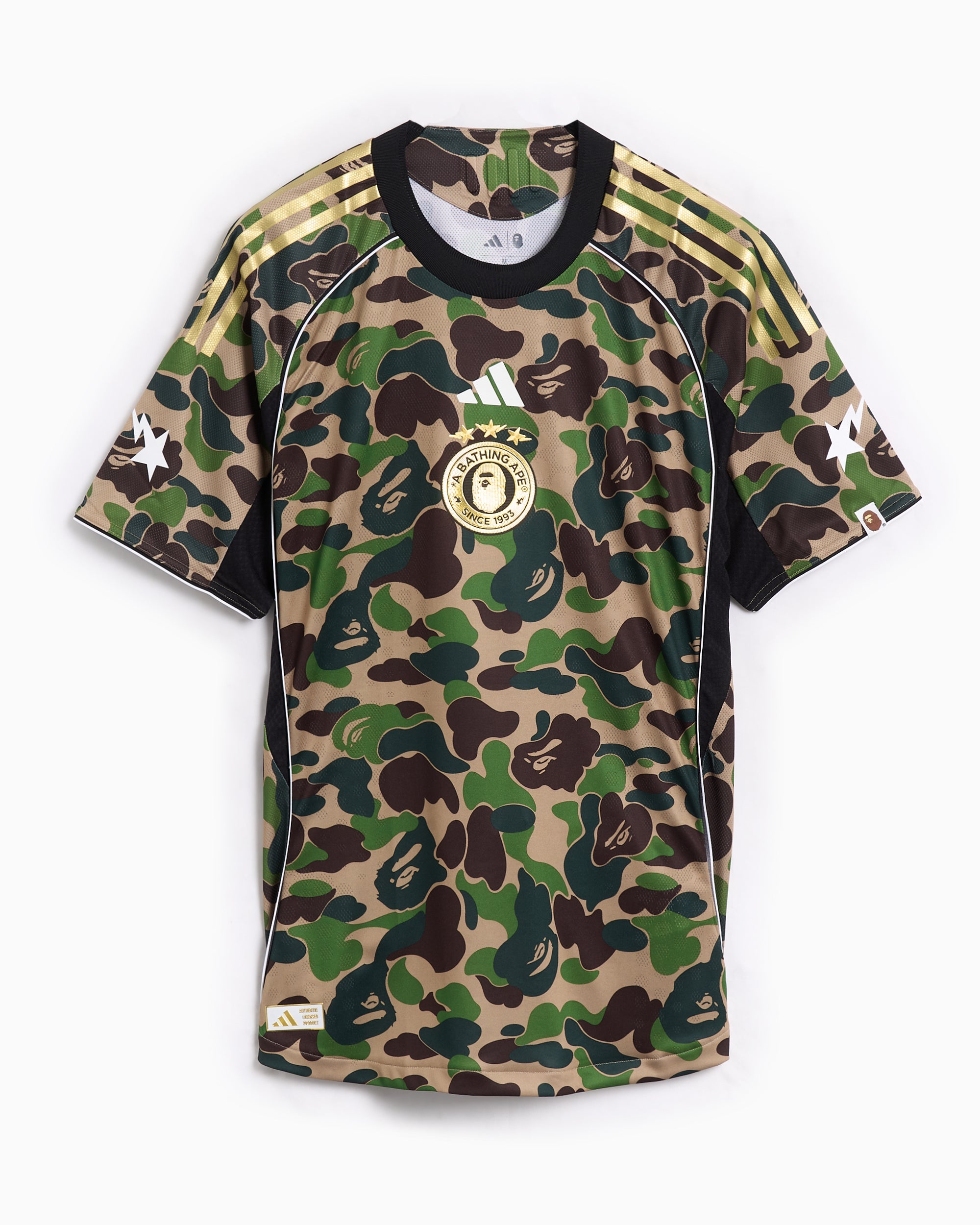 BAPE × adidas カモ ゲームシャツ S adidas Originals x BAPE Football Graphic Slim Men's Jersey T-Shirt