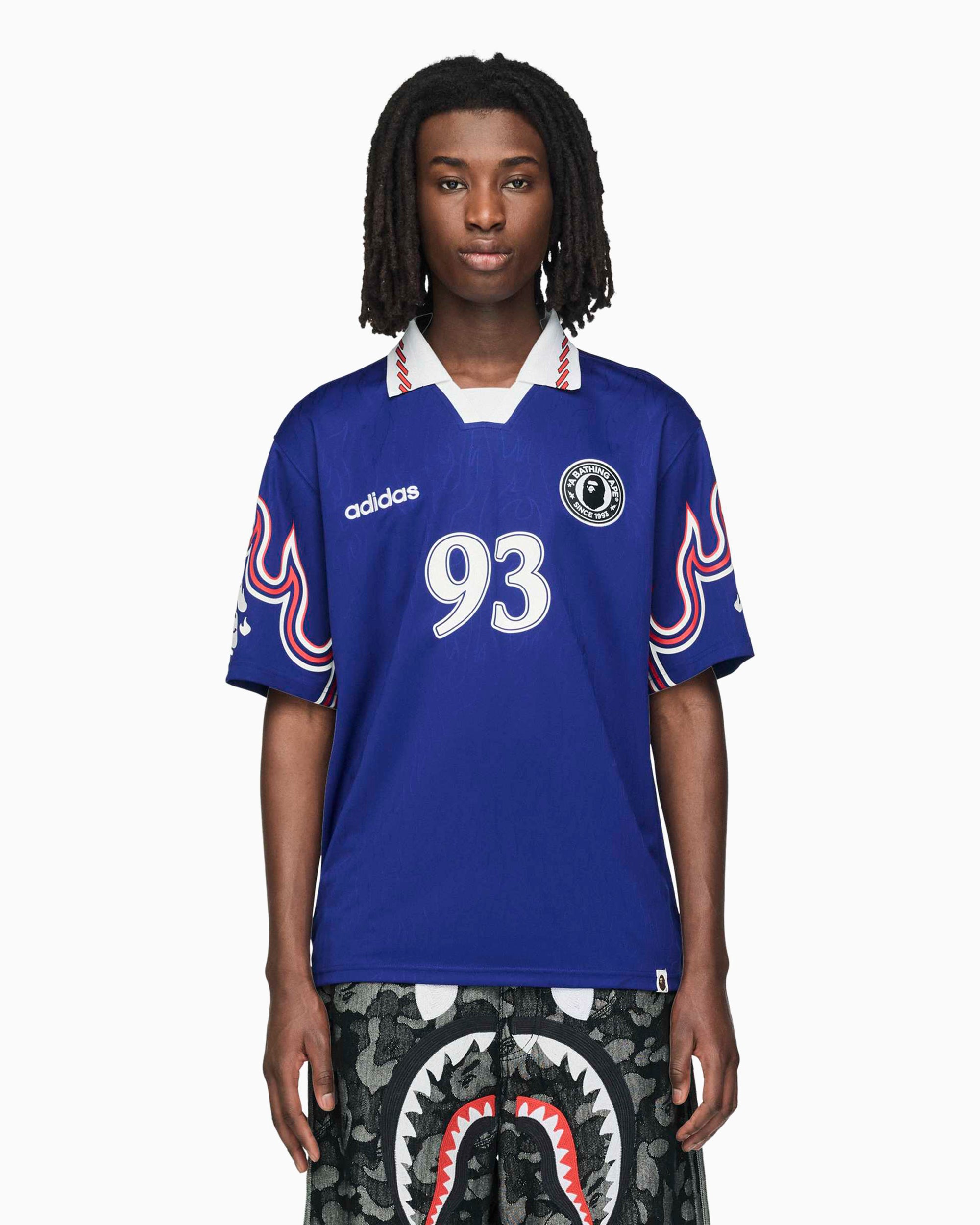 アメフトシャツ エイプadidasコラボ adidas Originals x BAPE SSL Flame Graphic Relaxed Men's Jersey T-Shirt