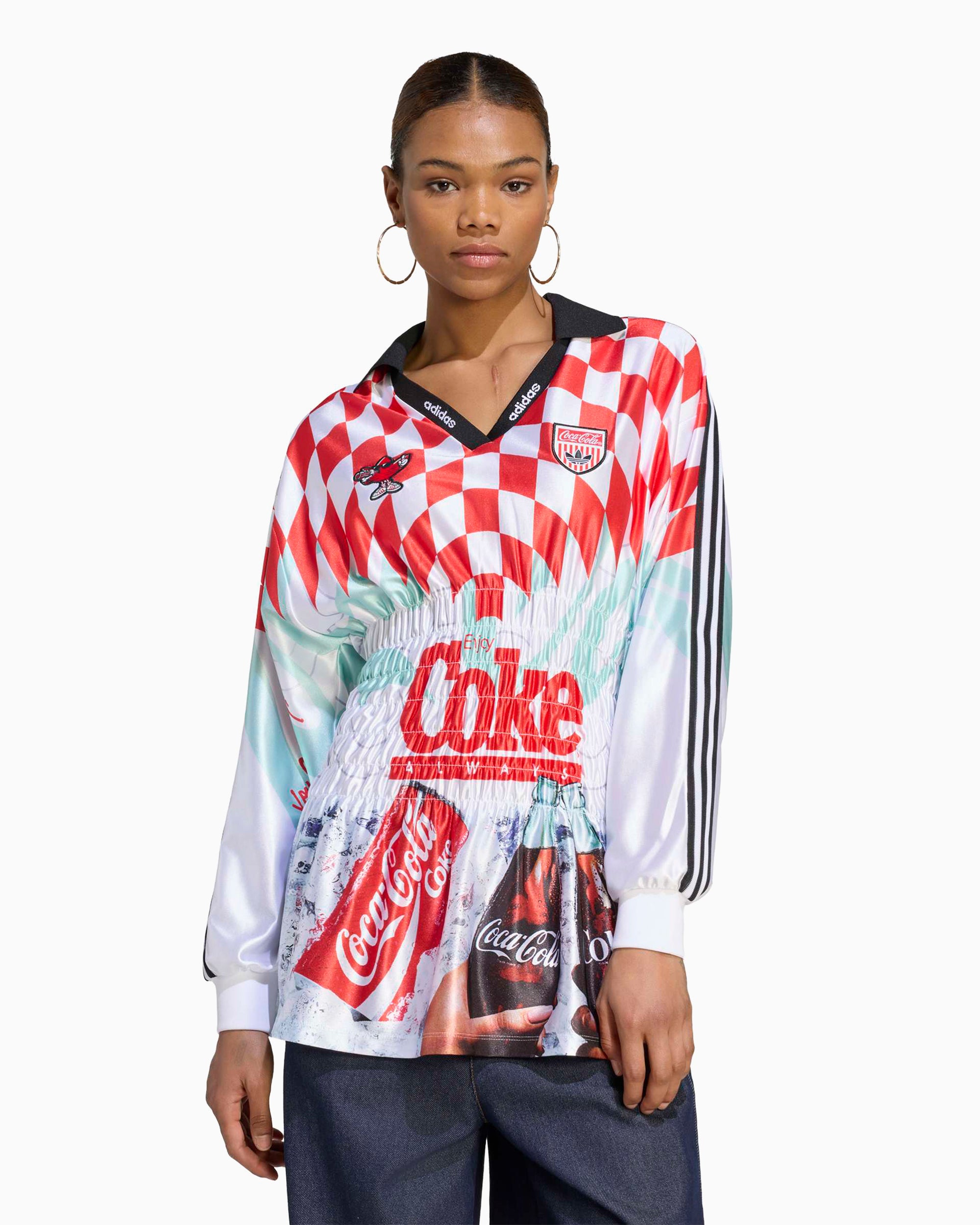 T-Shirts adidas Originals x Coca-Cola Mash Up Smoked Graphic Long-Sleeved Slim Women's Jersey T-Shirt - KY7547