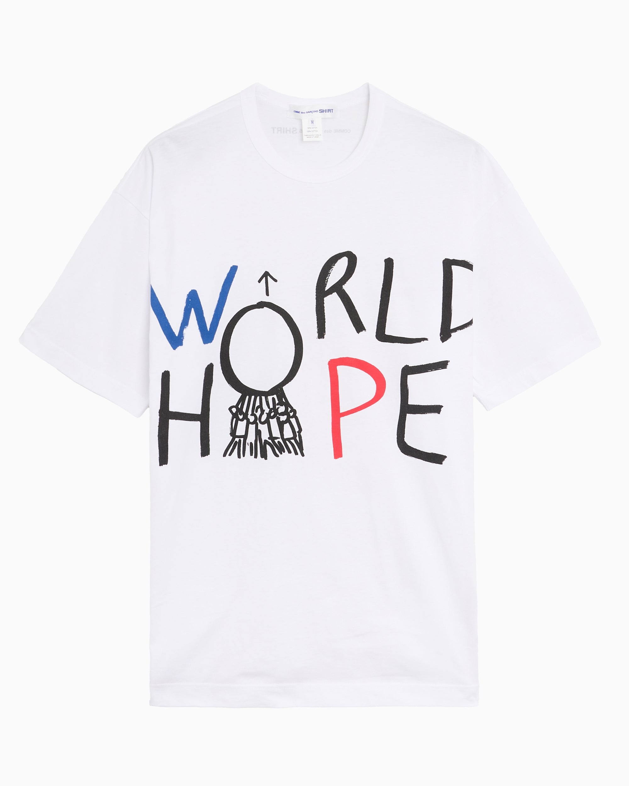 T-Shirts Comme Des Garçons Shirt x Dan Perjovschi "World Hope" Graphic Oversize Men's T-Shirt - FQ-T039-S26-1