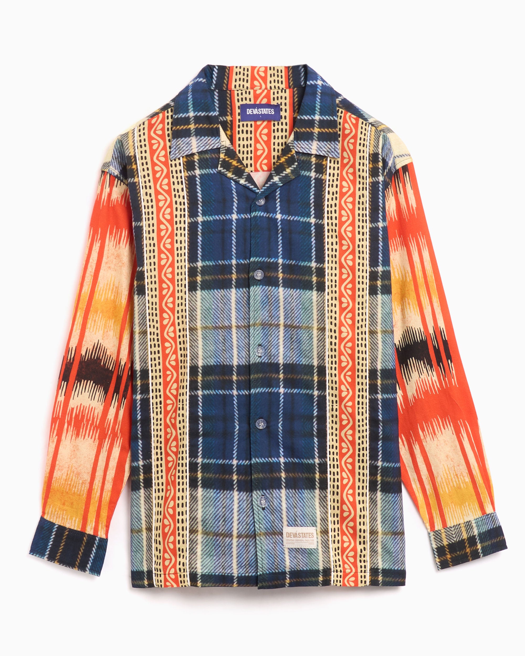 DEVÁ STATES Ikat Men's Long Sleeve Linen Shirt Men's T-Shirt