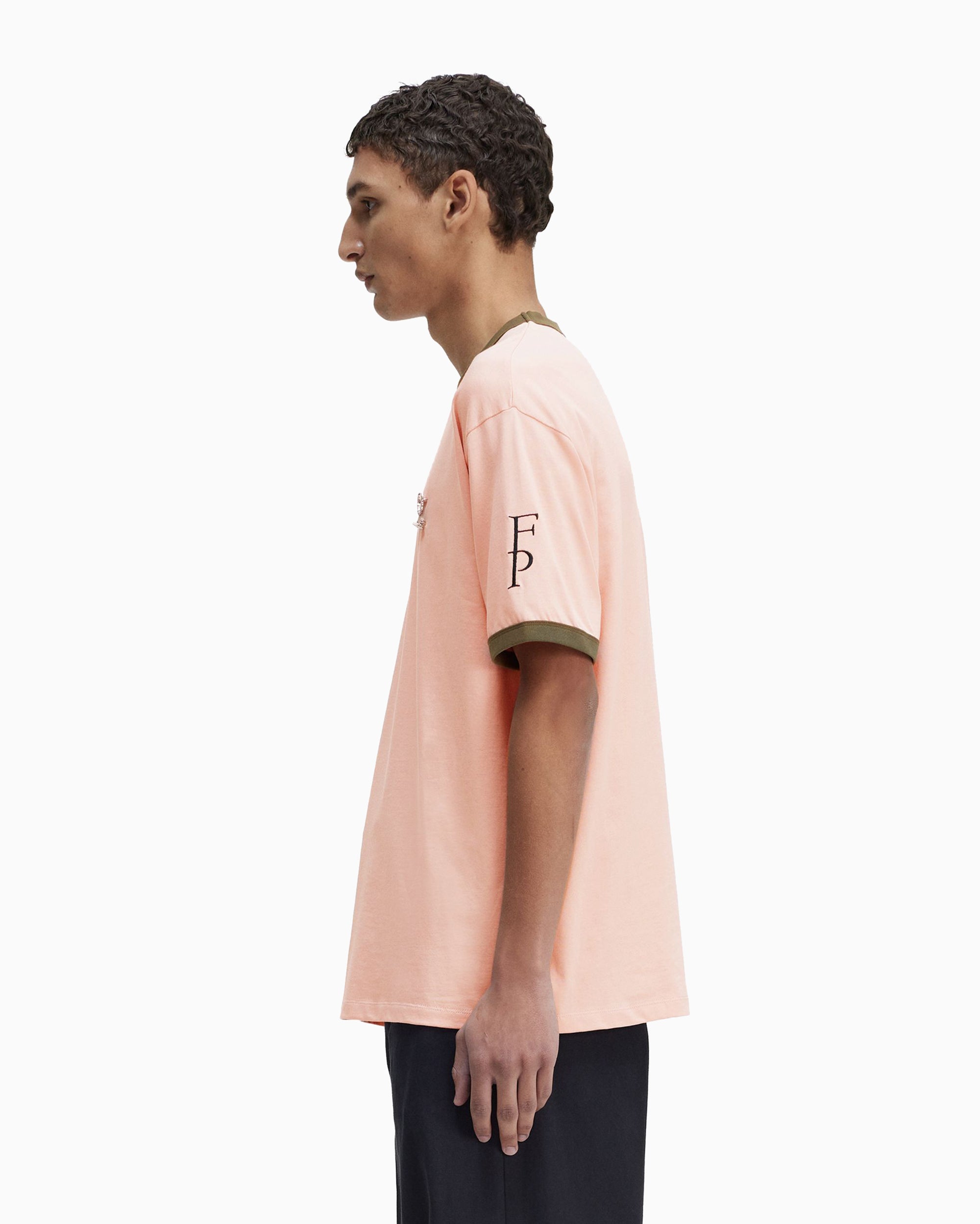 Raf Simons Fred Perry 長袖Tシャツ S ピンク Fred Perry x Raf Simons Contrast Trim Men's Relaxed T-Shirt