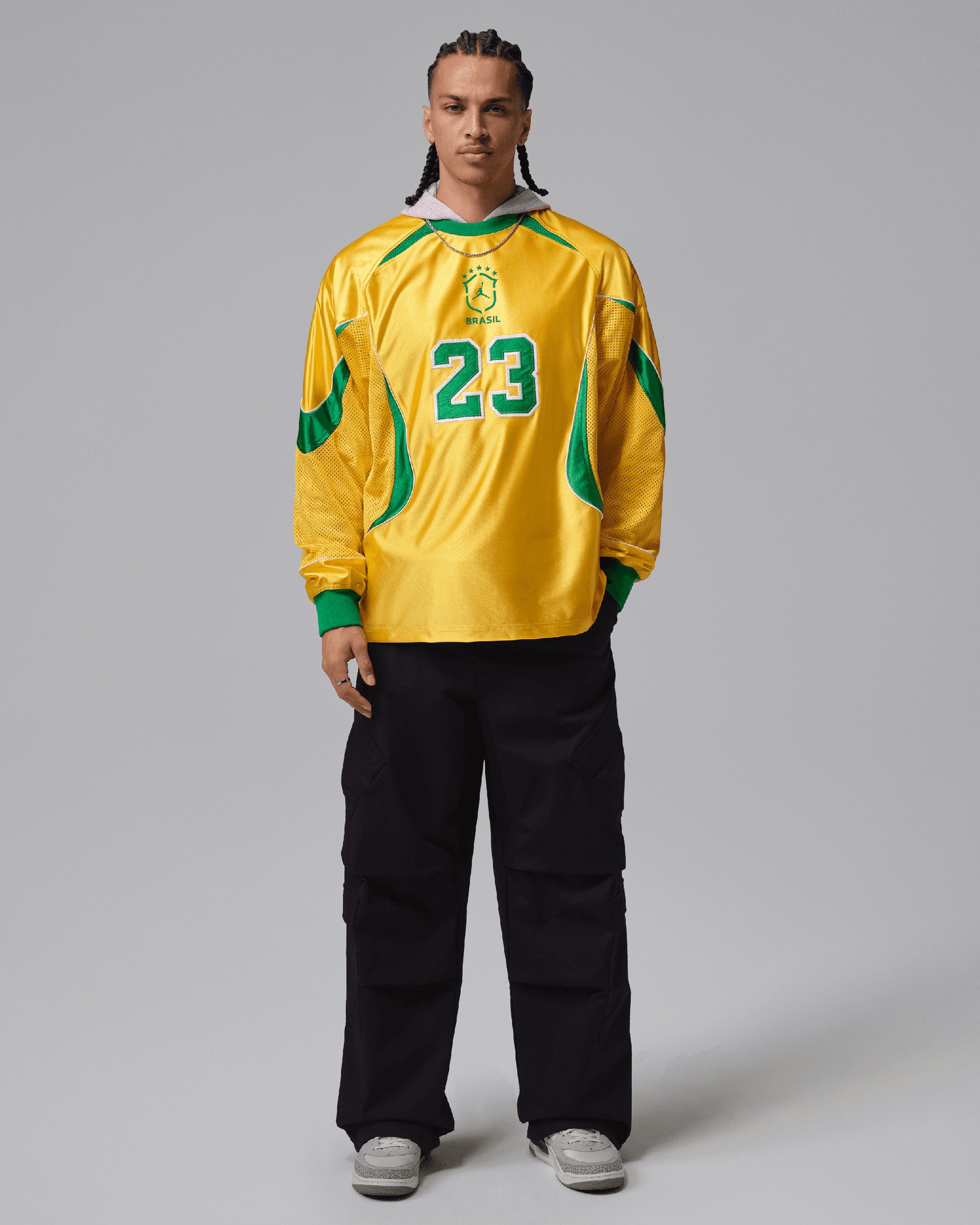 Jordan Brasil Goalkeeper Logo Long-Sleeved Relaxed Men's Jersey T-Shir