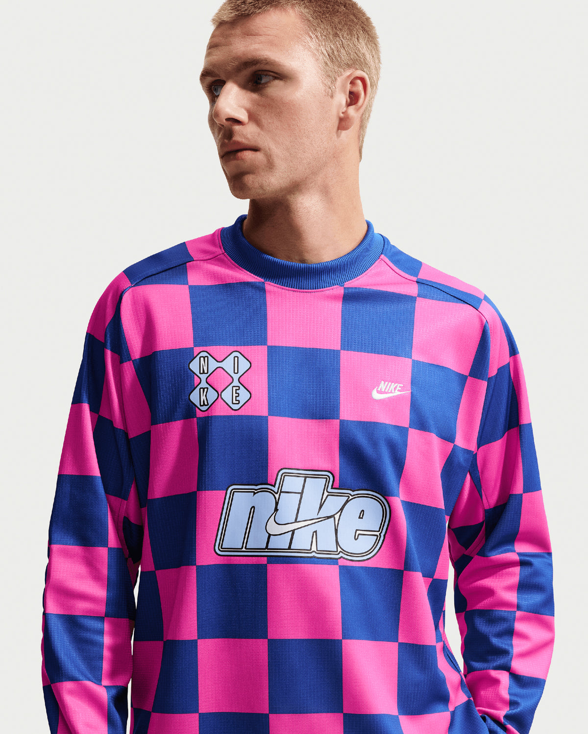 Nike Sportswear Club Goalie Plaid Long-Sleeved Relaxed Men's Jersey T-Shirt — photo 3