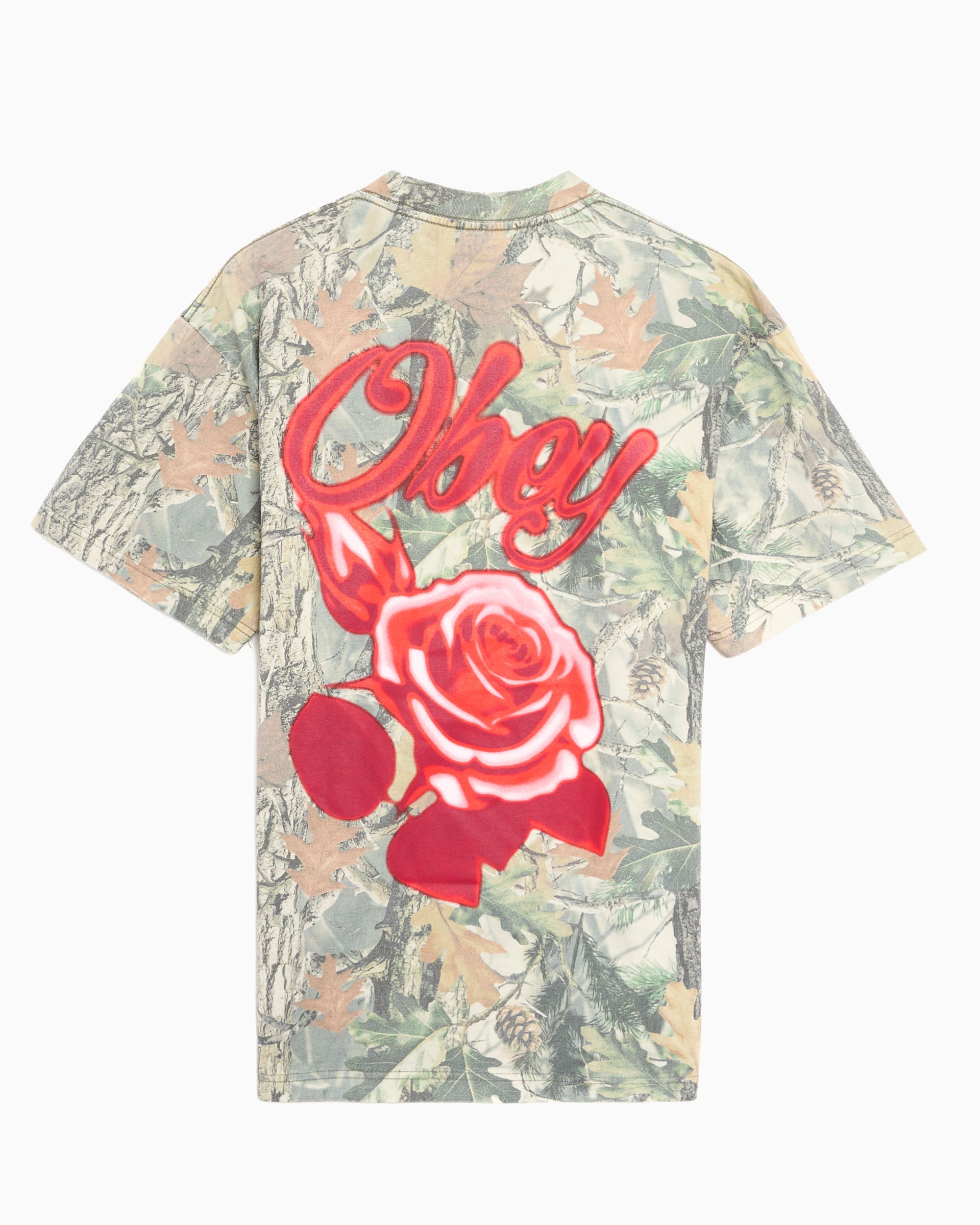 シャツ ASYMMETRY SHIRT BROAD ROSE MIX OBEY Clothing Airbrushed Rose Camo Print Men's T-Shirt