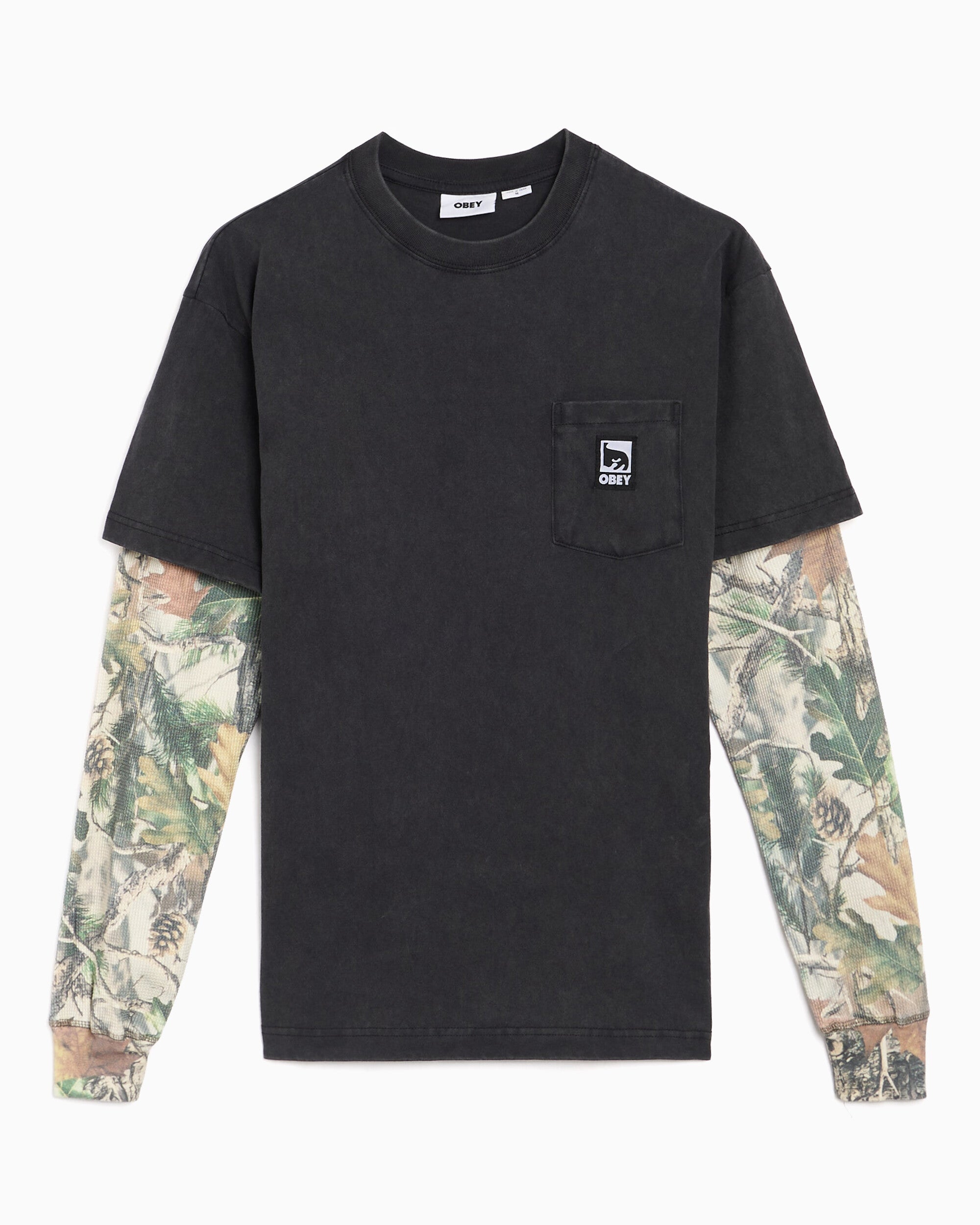 T-Shirts OBEY Clothing Post 2fer Graphic Long-Sleeved Relaxed Men's T-Shirt - 131030150-DUBL