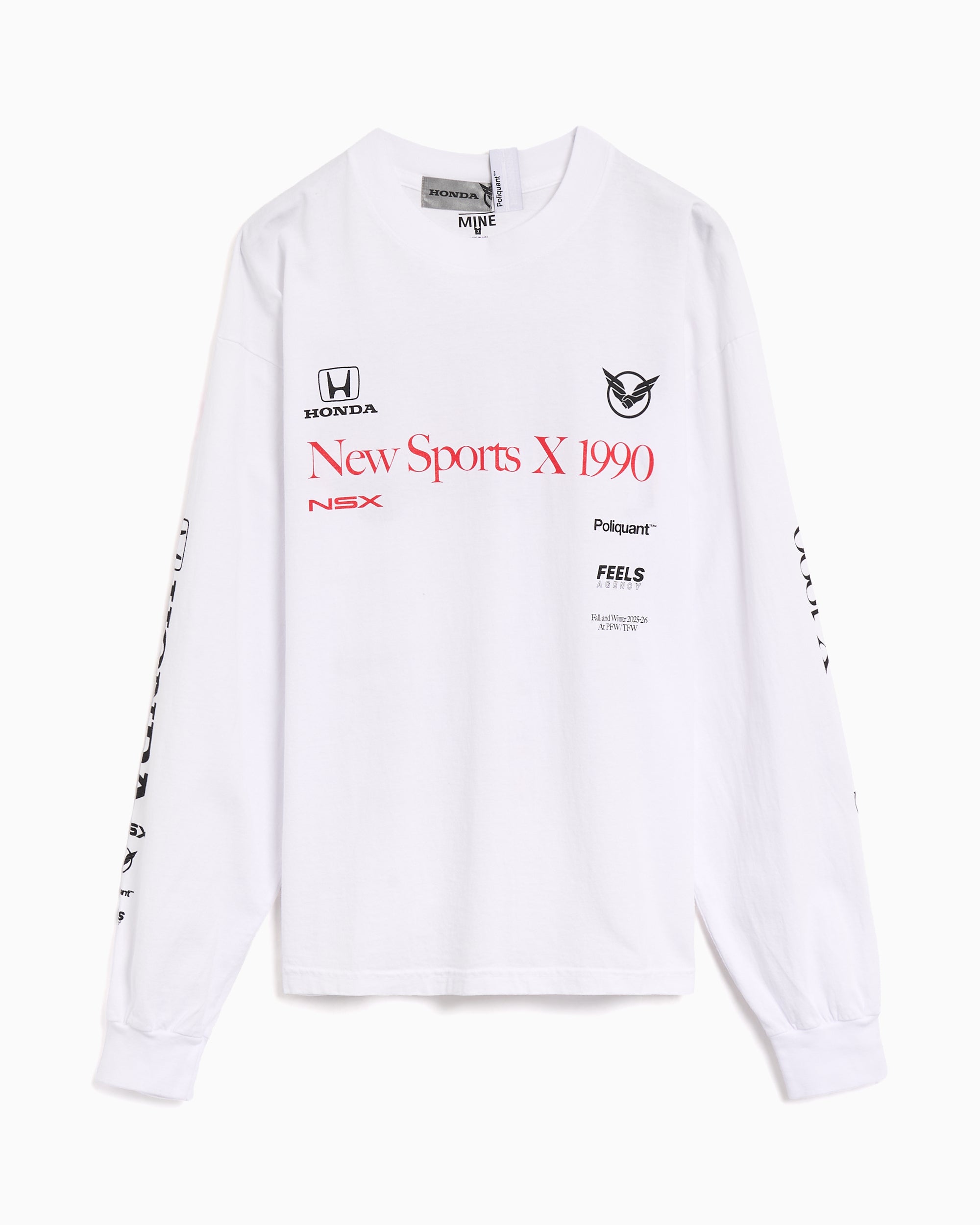 T-Shirts Poliquant The New Sports X 1990 Limited Edition Graphic Long-Sleeved Relaxed Men's T-Shirt - 2502025-WHITE