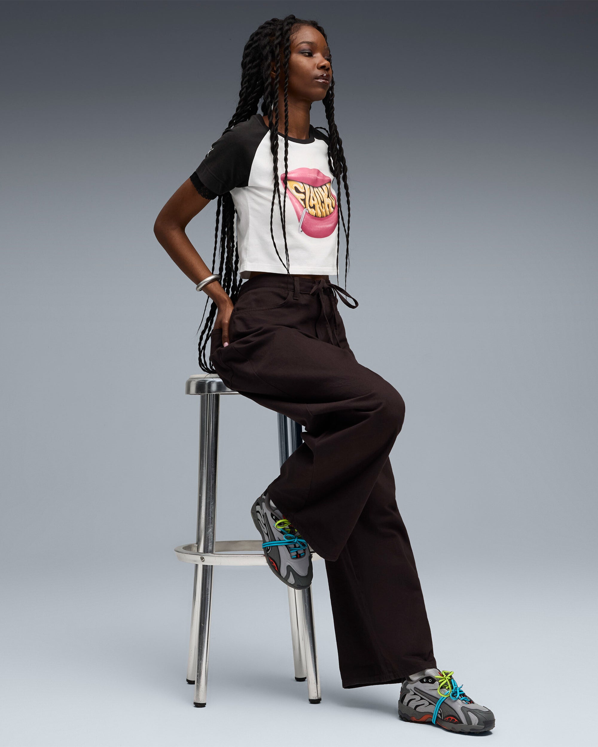 T-Shirts Puma x A$AP ROCKY "Flacko" Smile Crop Women's T-Shirt - 633419-02