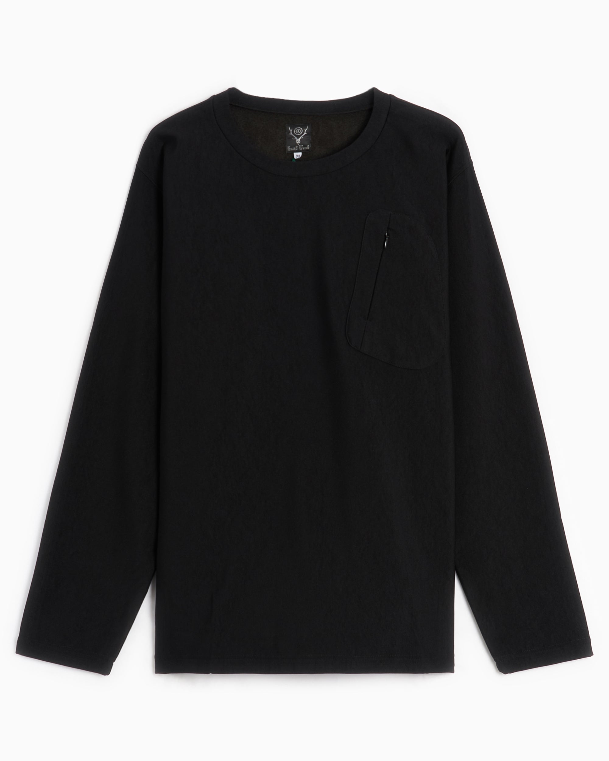 South2 West8 Men's Zipped Pocket Fleece Long Sleeve T-Shirt Men's T-Sh