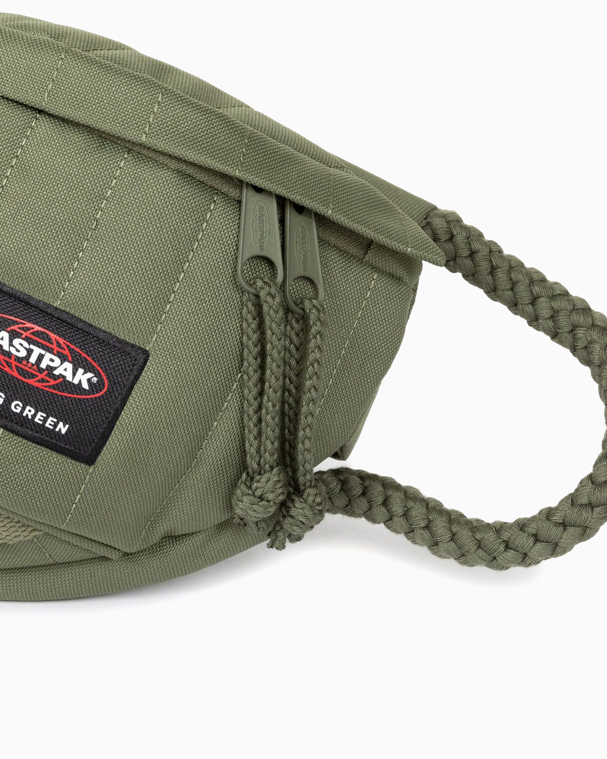 95s EASTPAK ウエストポーチ バッグ usa製 グリーン USED 90年代 イーストパック 茶レザーと緑コーデュラのコンビ ウエスト