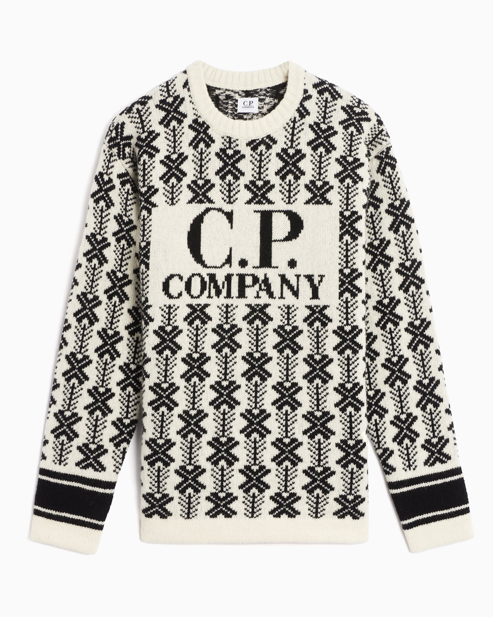 C.P. Company Jacquard Logo Men's Wool Sweater White 15CMKN234A006633J-V01