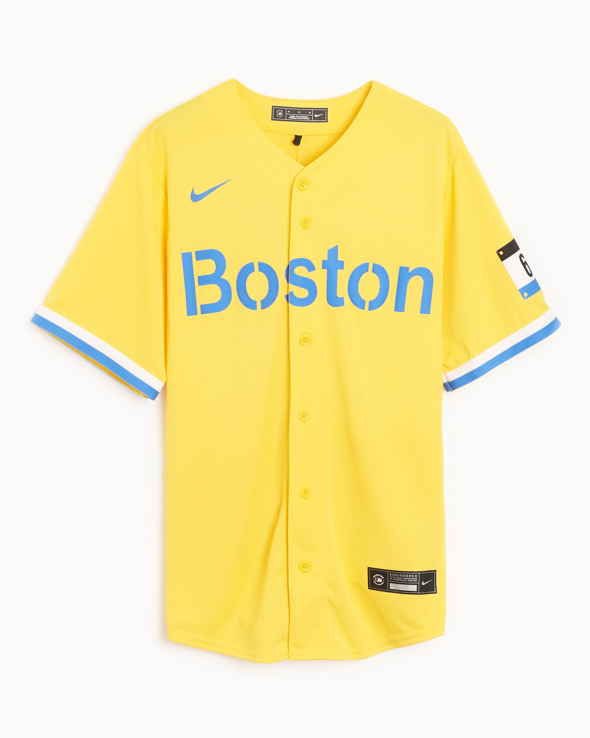 yellow boston red sox shirt