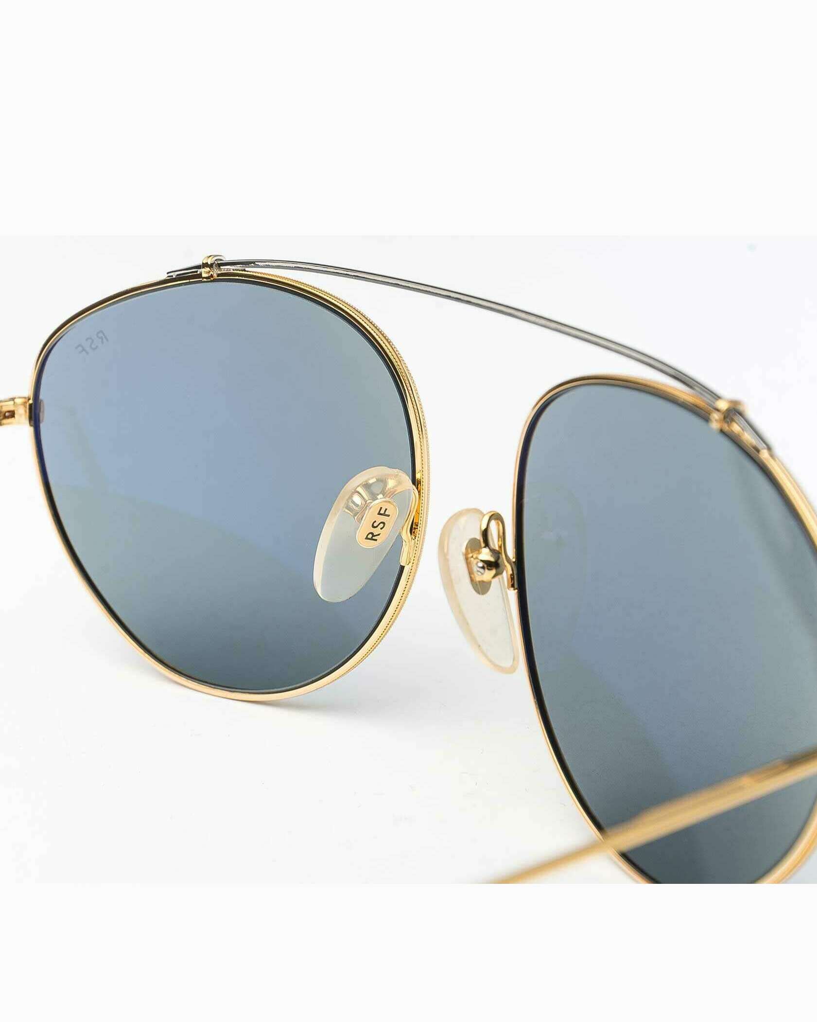 Retrosuperfuture Leon Blue Aviator Sunglasses Gold/Silver Super-724 60mm 