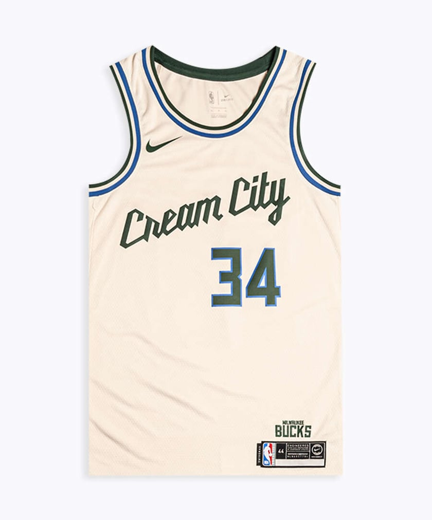 Milwaukee Bucks Cream City Giannis Antetokounmpo Nike Swingman Jersey Large  for sale online