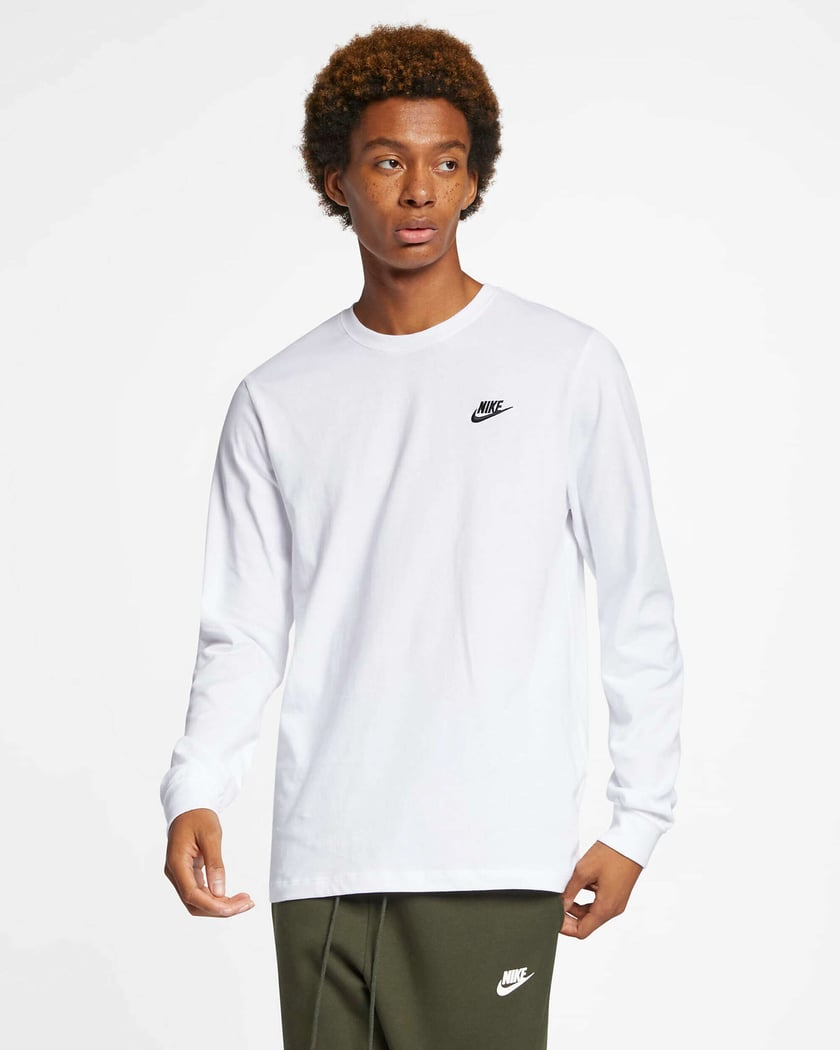Nike Sportswear Club Men's Long Sleeve T-Shirt White AR5193-100| Buy ...